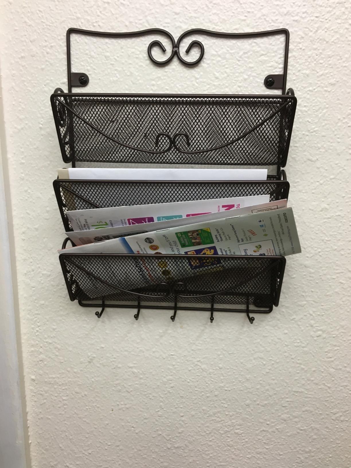 Deco Brothers Wall Mail Organizer with 5 Key Holder, 3 Tier, Bronze customer photo 2