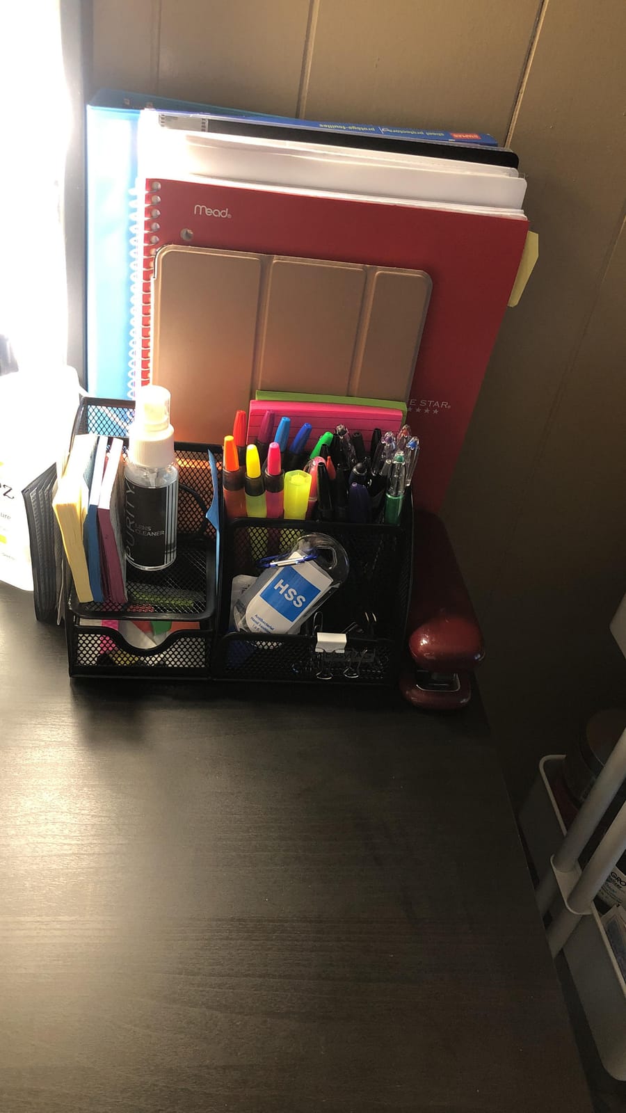 EasyPAG Mesh Desk Organizer with Drawer Multi-functional Pen Holder Stationery Organizer for Office School Supplies 6 Compartments Dorm Organizers and Storage for Desk, Black customer photo 1