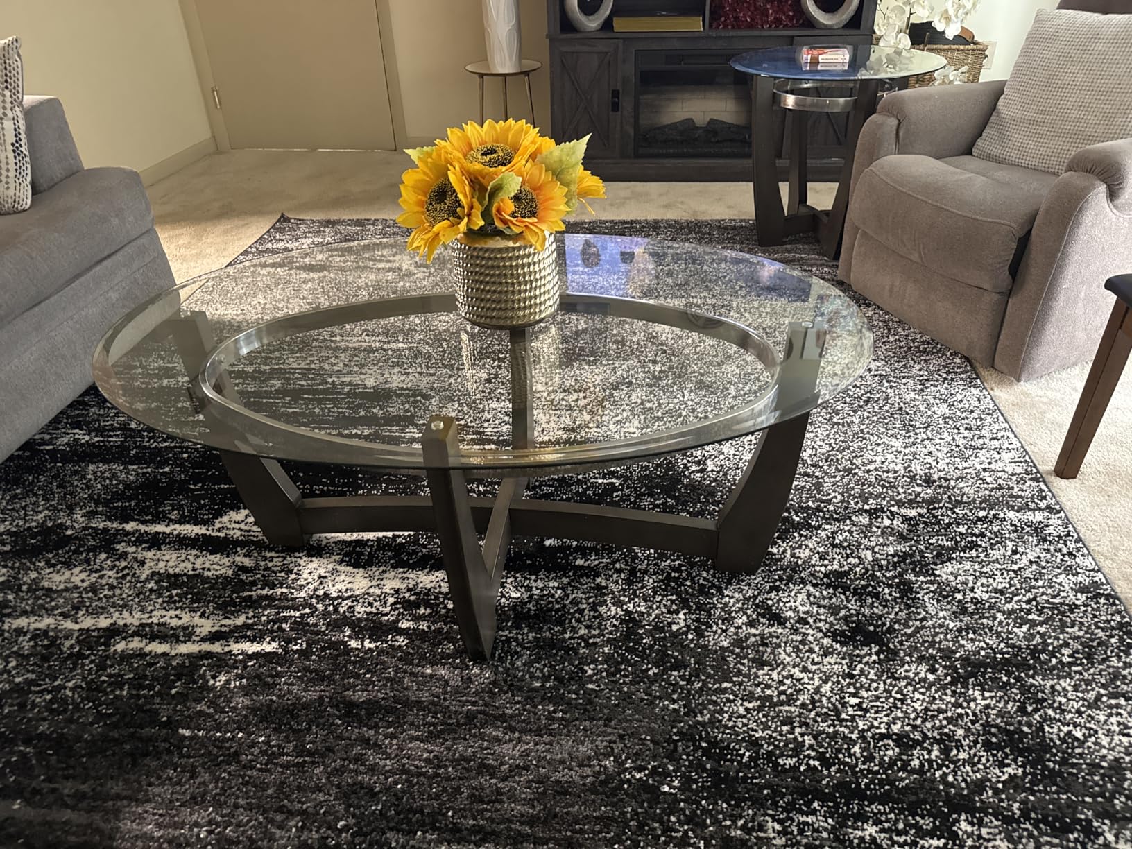 Area Rug 8x10 - Adirondack Collection - Large - Silver & Black, Modern Abstract Design, Non-Shedding & Easy Cleaning, Ideal for Living Room, Bedroom, Office, Dining Space (ADR112A) customer photo 1