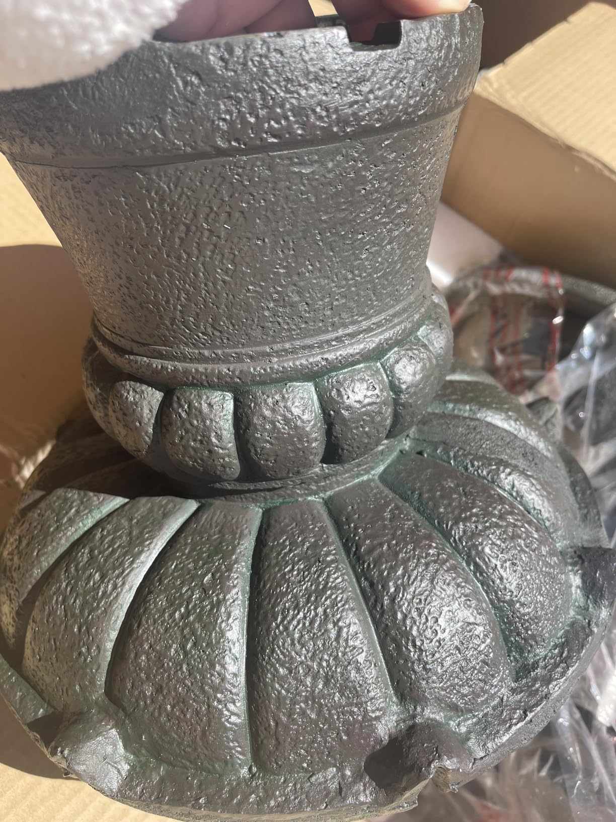 Teamson Home 36.5 in. Outdoor 3-Tier Zen-Style Pedestal Water Fountain in. with Stone Trim with Pump and 2.64 Gallon Capacity, Stone Gray customer photo 1