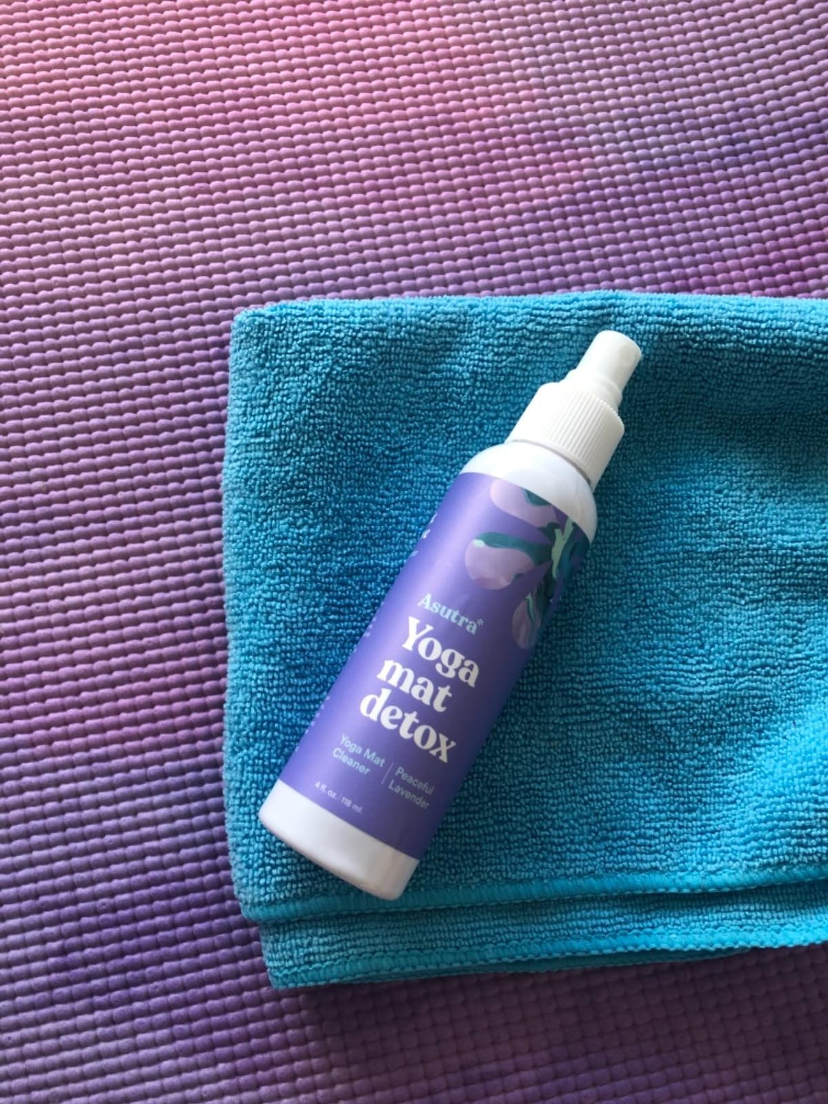 ASUTRA Yoga Mat Cleaner Spray (Peaceful Lavender), 4 fl oz - No Slippery Residue, Organic Essential Oils, Deep-Cleansing for Fitness Gear & Gym Equipment, Microfiber Towel Included customer photo 2