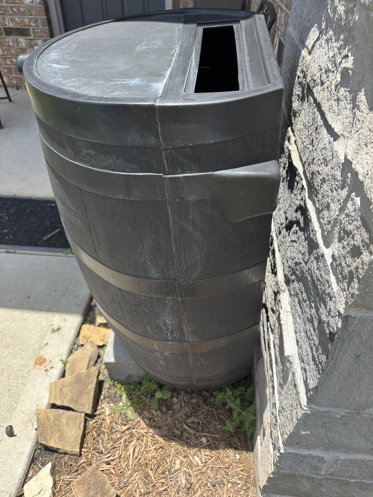 RTS Home Accents 50-Gallon ECO Rain Barrel Made with 100% Recycled Plastic, Flat Back Rain Water Collection Barrel, Black customer photo 1