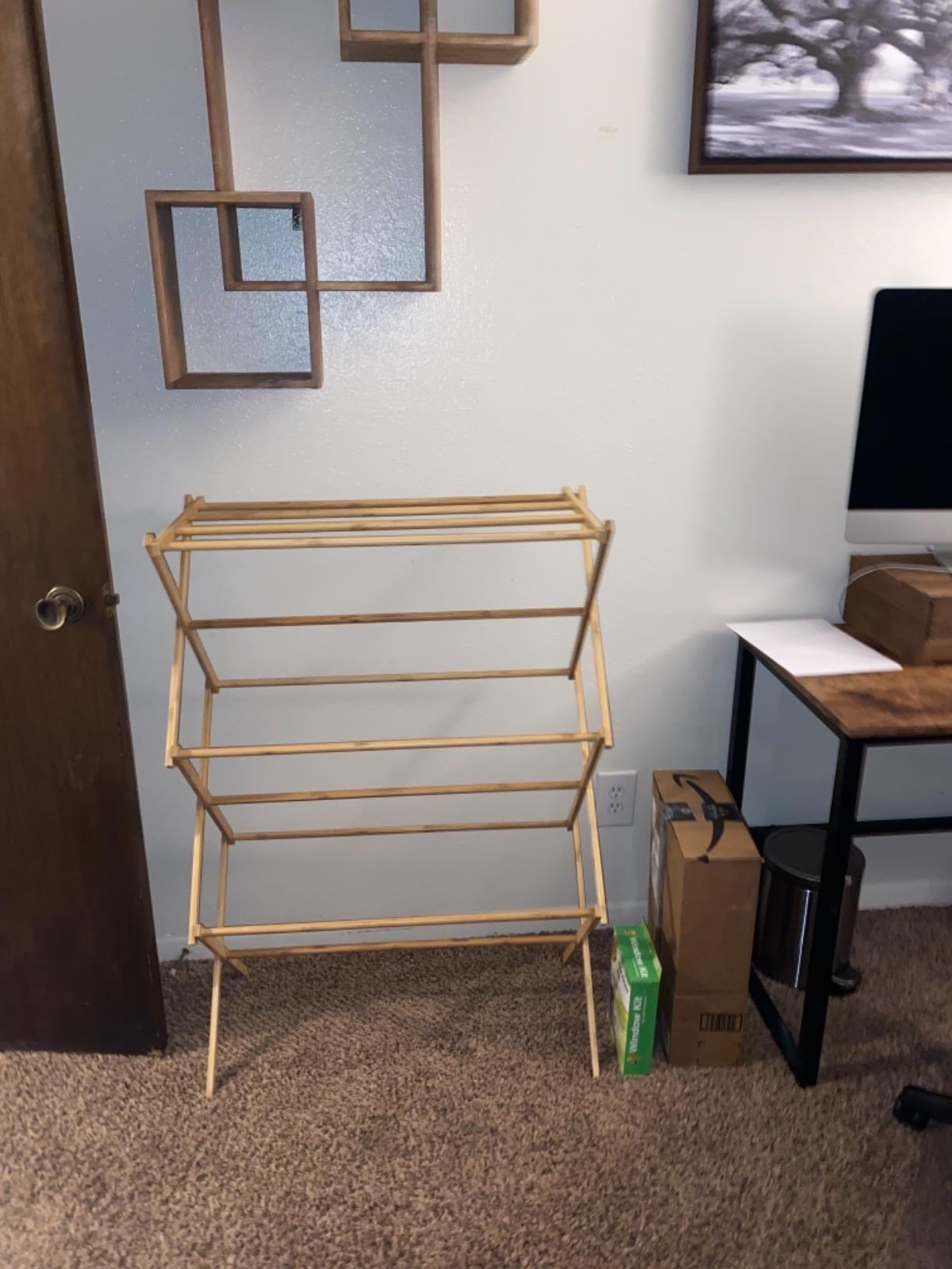 Home-it Wooden Clothes Drying Rack for Laundry - Collapsible Folding Bamboo Laundry Drying Rack for Drying Clothes - Heavy Duty Pre Assembled customer photo 1