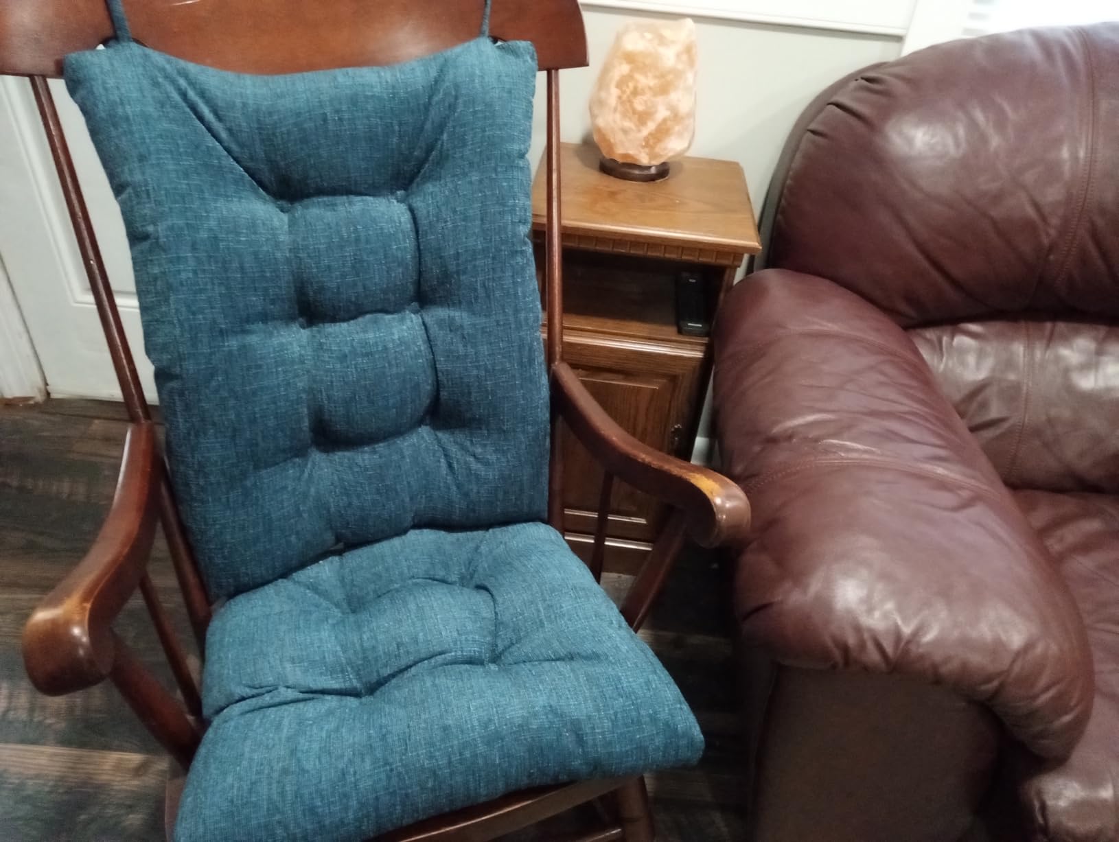 The Gripper Twill Jumbo XL Non-Slip Rocking Chair Cushion Set with Thick Padding, Includes Seat Pad & Back Pillow with Ties for Indoor Living Room Rocker, 17x17 Inches, 2 Piece Set, Sapphire customer photo 1