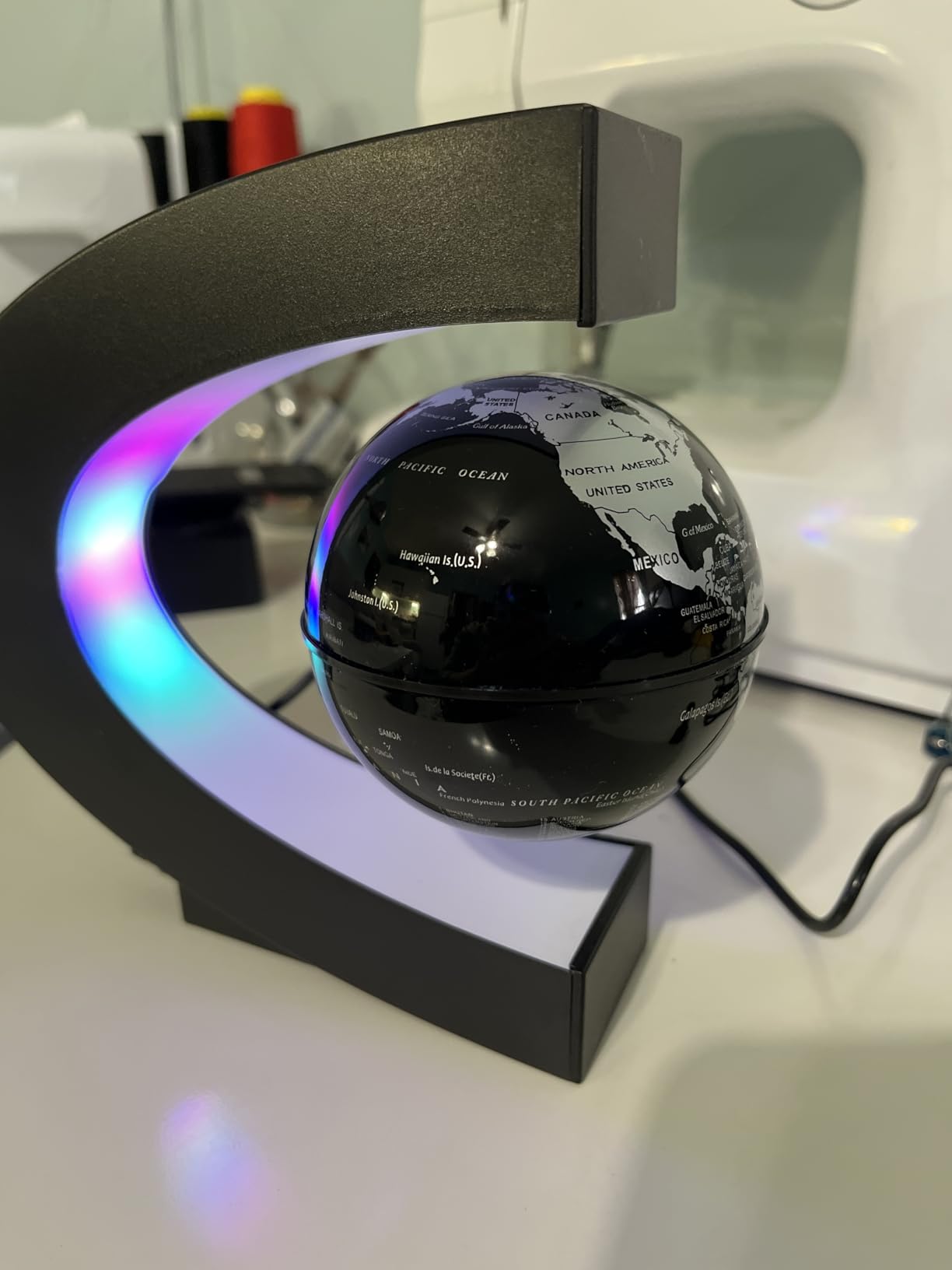 Magnetic Levitating Globe with LED Light | Cool Tech Gift for Men Father | Boys Birthday Gifts for Him | Floating Globes World Office Desk Accessories Tech Gadgets Home Decor Display - Black customer photo 1