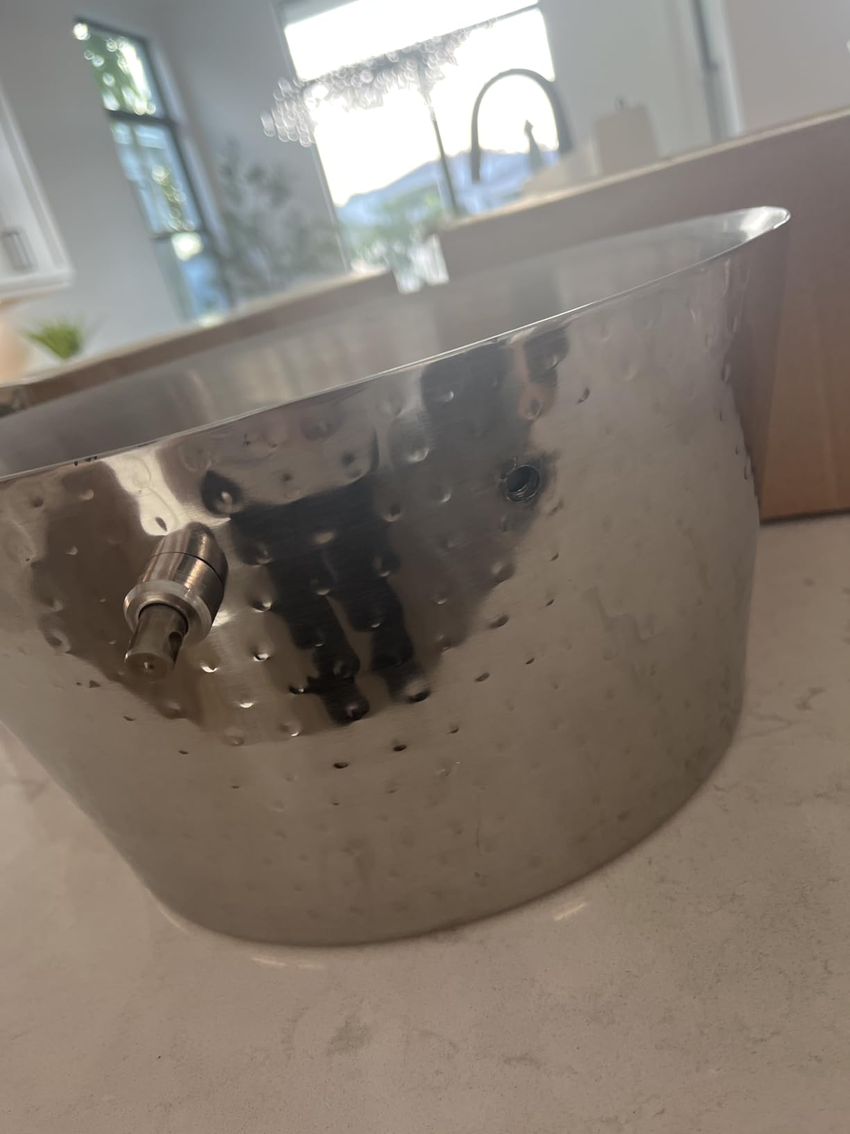 BREKX Insulated Hammered Stainless Steel Beverage Tub & Ice Bucket, 12QT | Double-wall insulated tub keeps beer, wine and champagne chilled. Double-hinged handles make carrying easier. customer photo 2