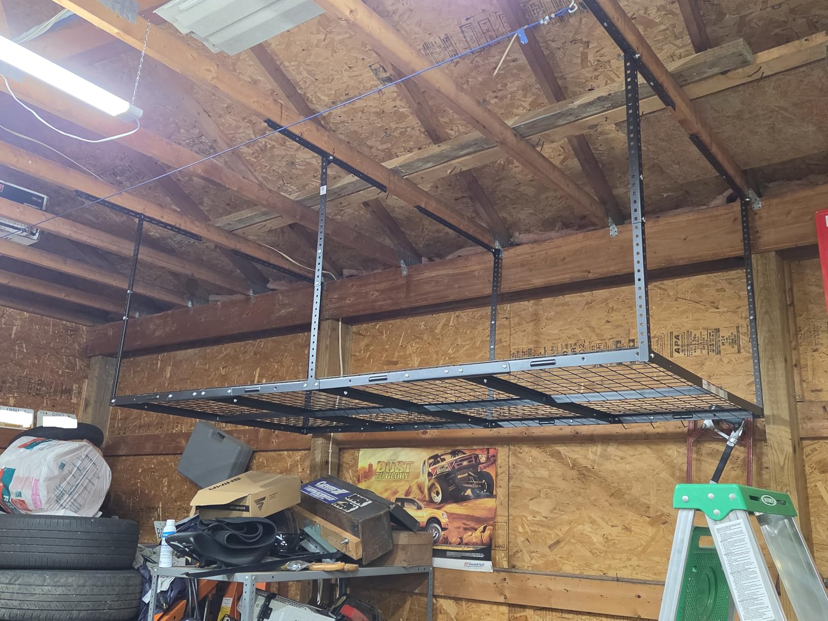 FLEXIMOUNTS 3x6 Overhead Garage Storage Adjustable Ceiling Rack, Black | 450lbs Weight Capacity, 22