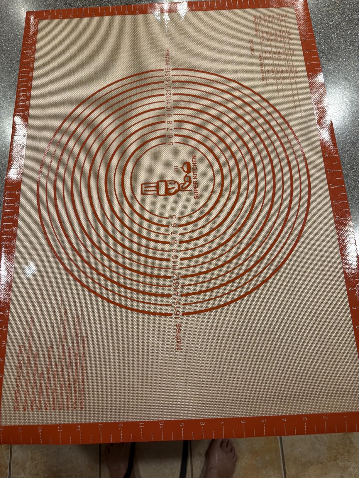 Non-slip Silicone Pastry Mat Extra Large Measurements 28''x 20'' Baking Mat | Silicone Baking Mat Counter Dough Rolling Oven Liner Fondant / Pie Crust Sourdough Bread Supplies - Folksy Super Kitchen Red customer photo 2