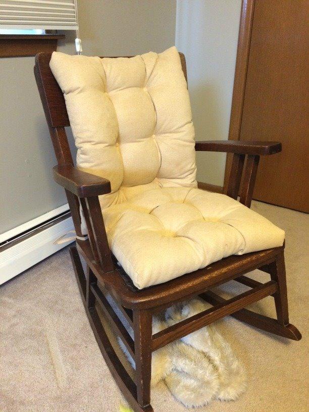 Klear Vu Omega Non-Slip Rocking Chair Cushion Set, Assembled in USA, Thick Padding & Tufted Design, Includes Seat Pad & Back Pillow with Ties, 17x17 Inches, 2-Piece Set, Solid Flame Red customer photo 2