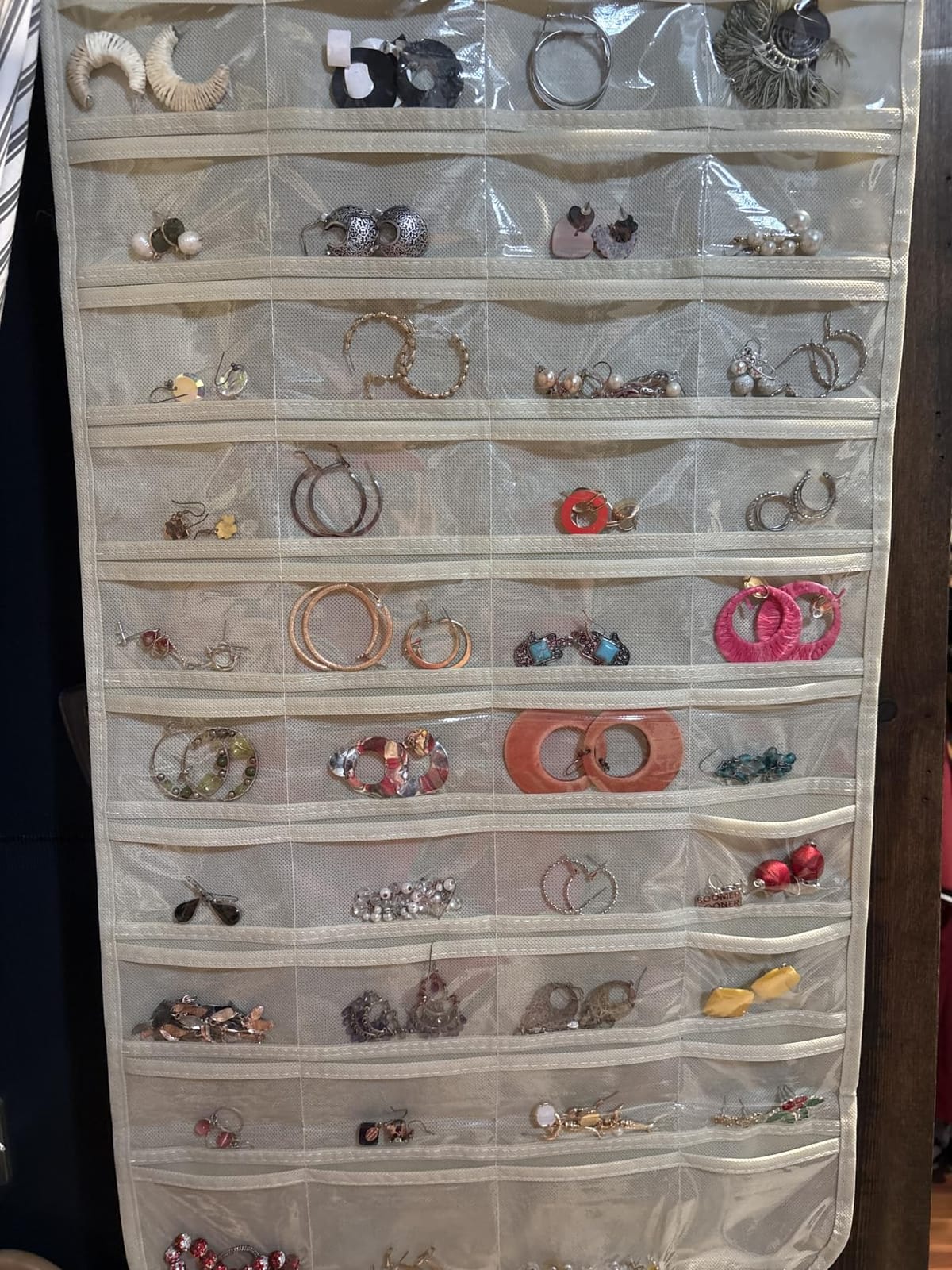 BB Brotrade Hanging Jewelry Organizer, Accessories Organizer, 80 Pocket Organizer for Holding Jewelries (Beige) customer photo 1
