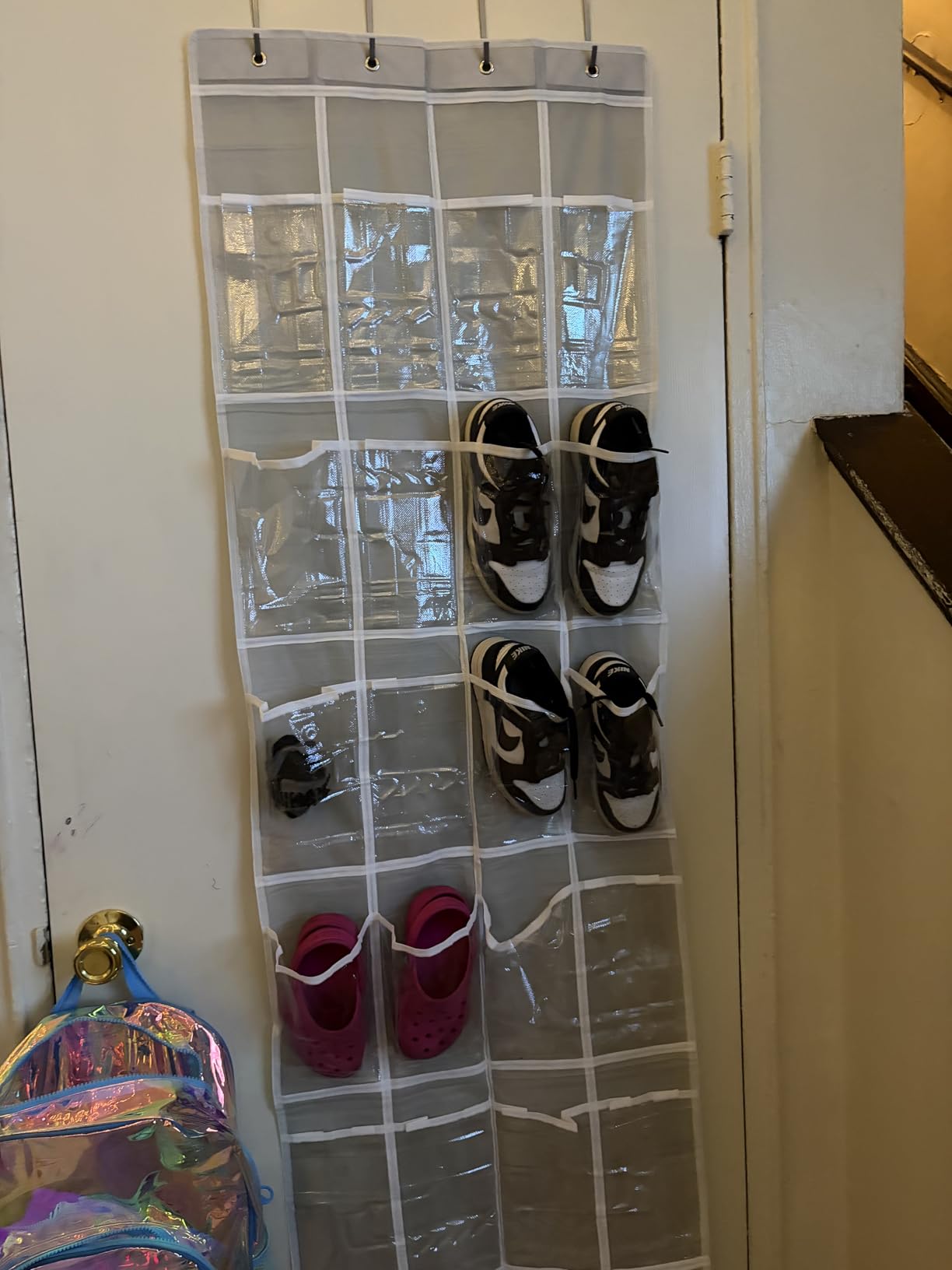 Simple Houseware 24 Pockets Clear Over the Door Shoe Organizer, Gray | 64
