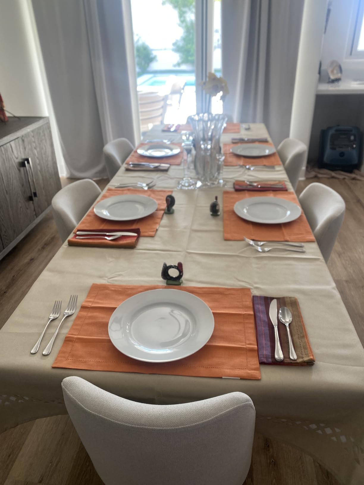 LAMINET Table Protector for Dining Room Table Quilted Table Pads 52x108 | Quilted, heavy-duty cover protects wood surfaces; this non-slip oblong table pad can be easily customized to fit customer photo 1