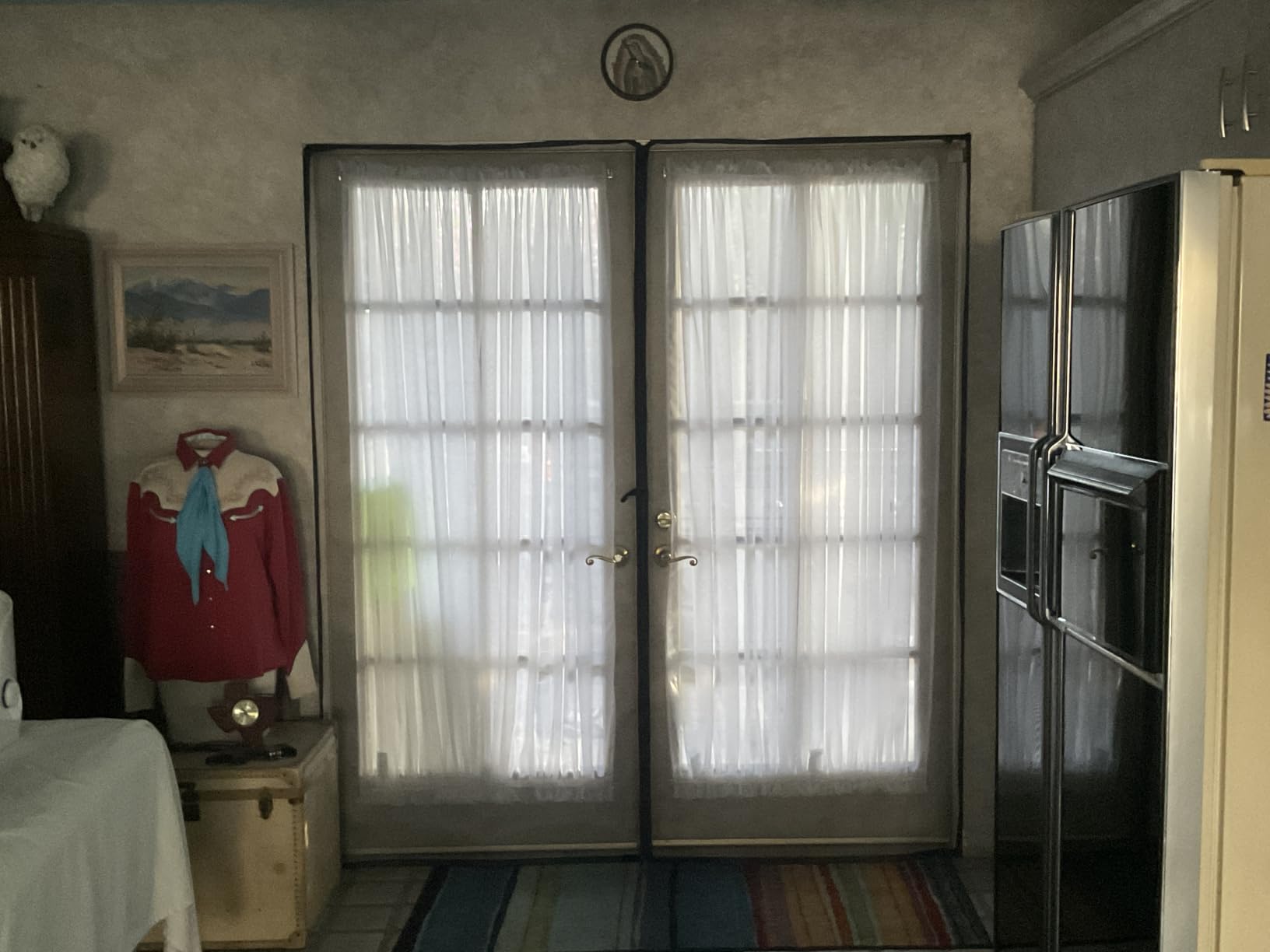 Rose Home Fashion Voile French Door Curtains Set of 2 Panels, Sidelight Curtains for Front Door with Tieback, Privacy Sheer Doorway Light Filtering Panels, White, W40 x L72 customer photo 1