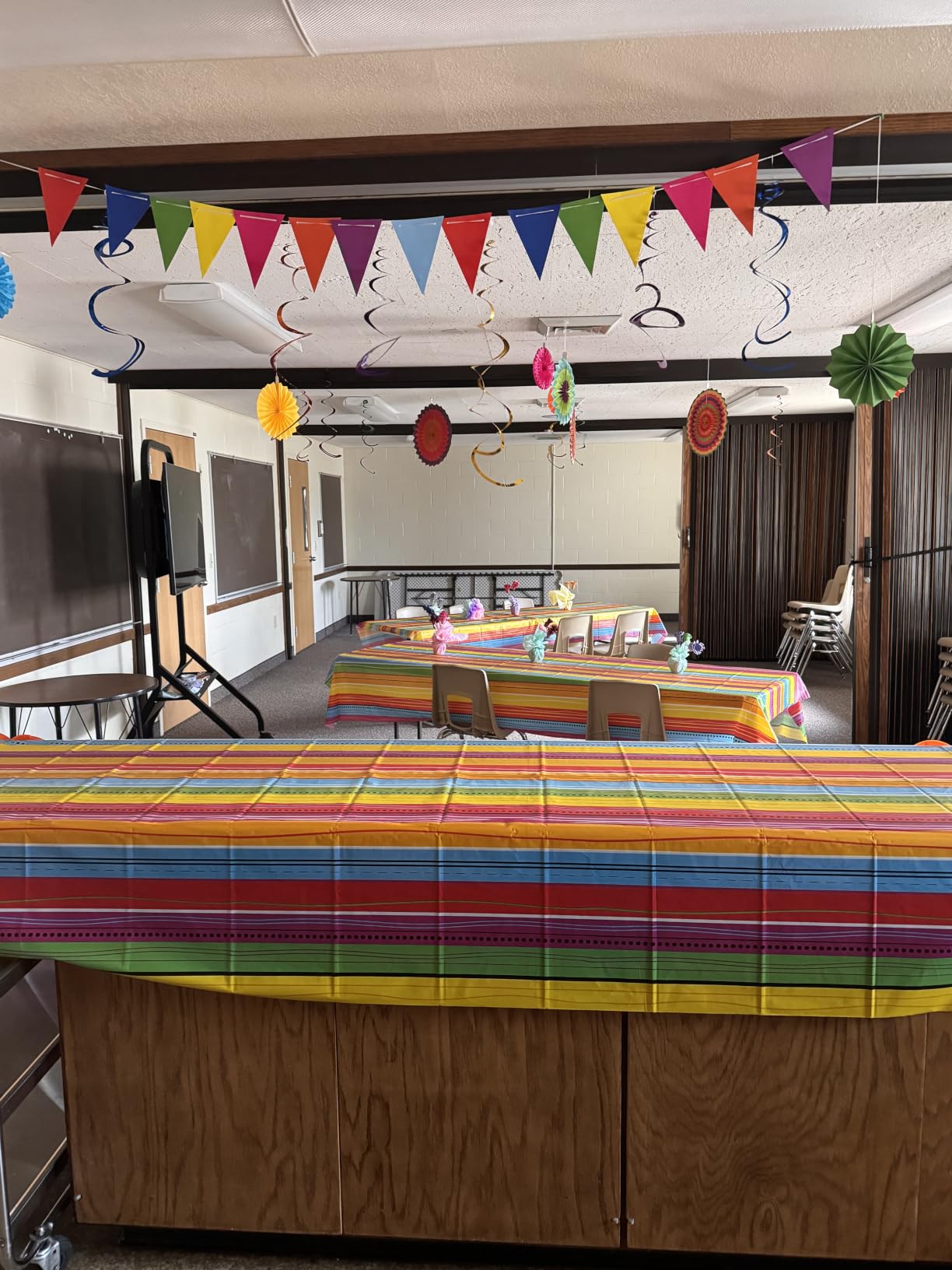 35PCS Fiesta Paper Fan Party Decorations Set | Cinco De Mayo Pom Poms, Pre-assembled Pennant, Garland String & Banner, Hanging Swirls customer photo 2