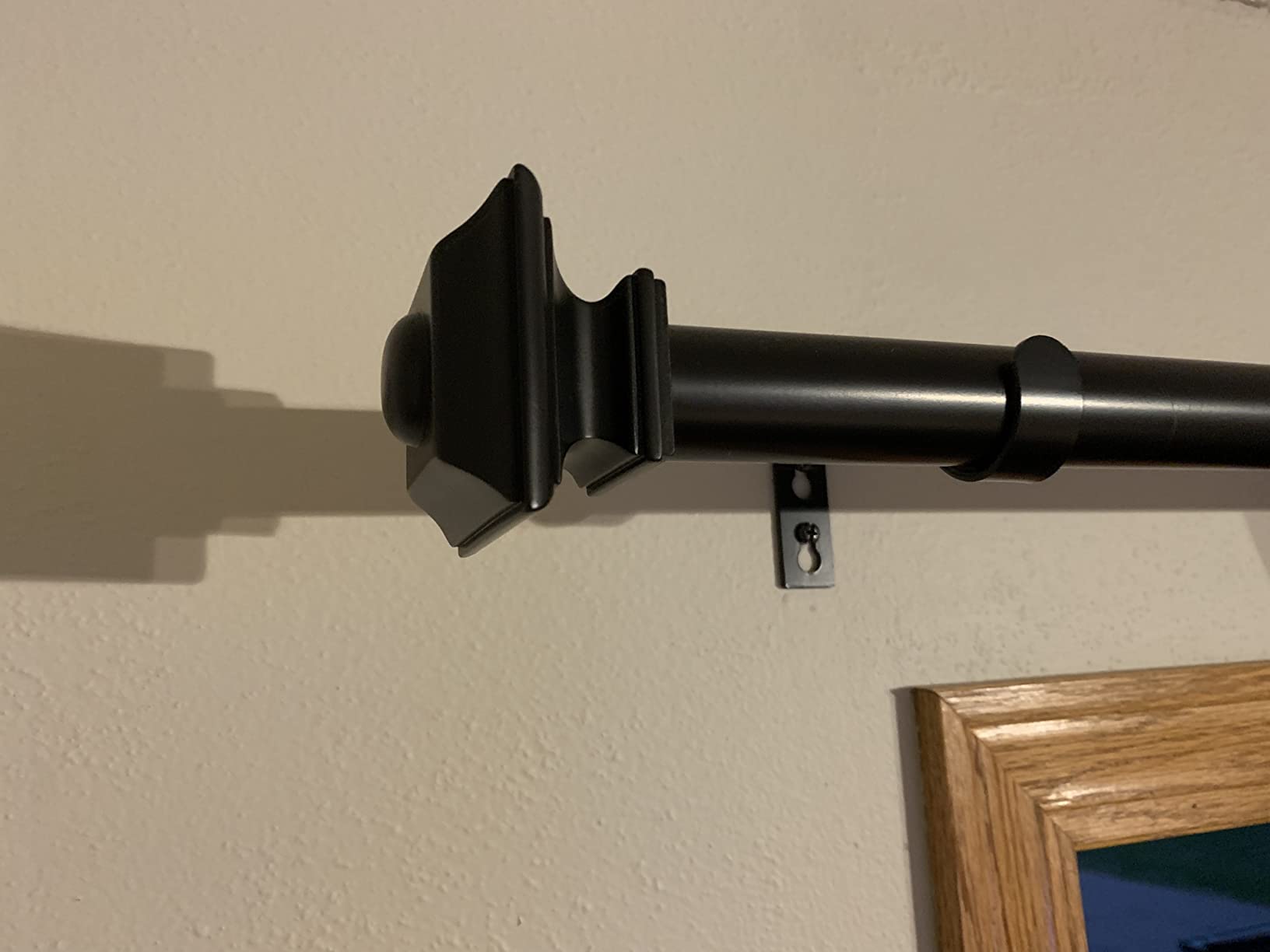 Ivilon Drapery Treatment Window Curtain Rod - Square Design 1 1/8 Rod. 72 to 144 Inch. Black customer photo 2
