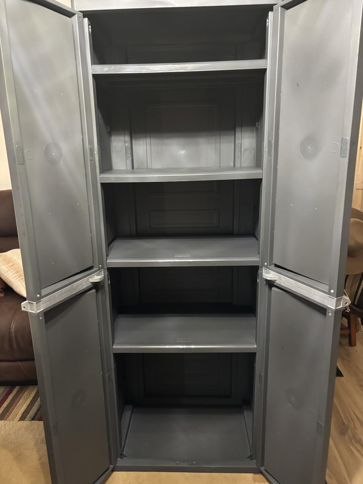 Sterilite 4 Shelf Cabinet, Lockable Utility Storage, Gray customer photo 1