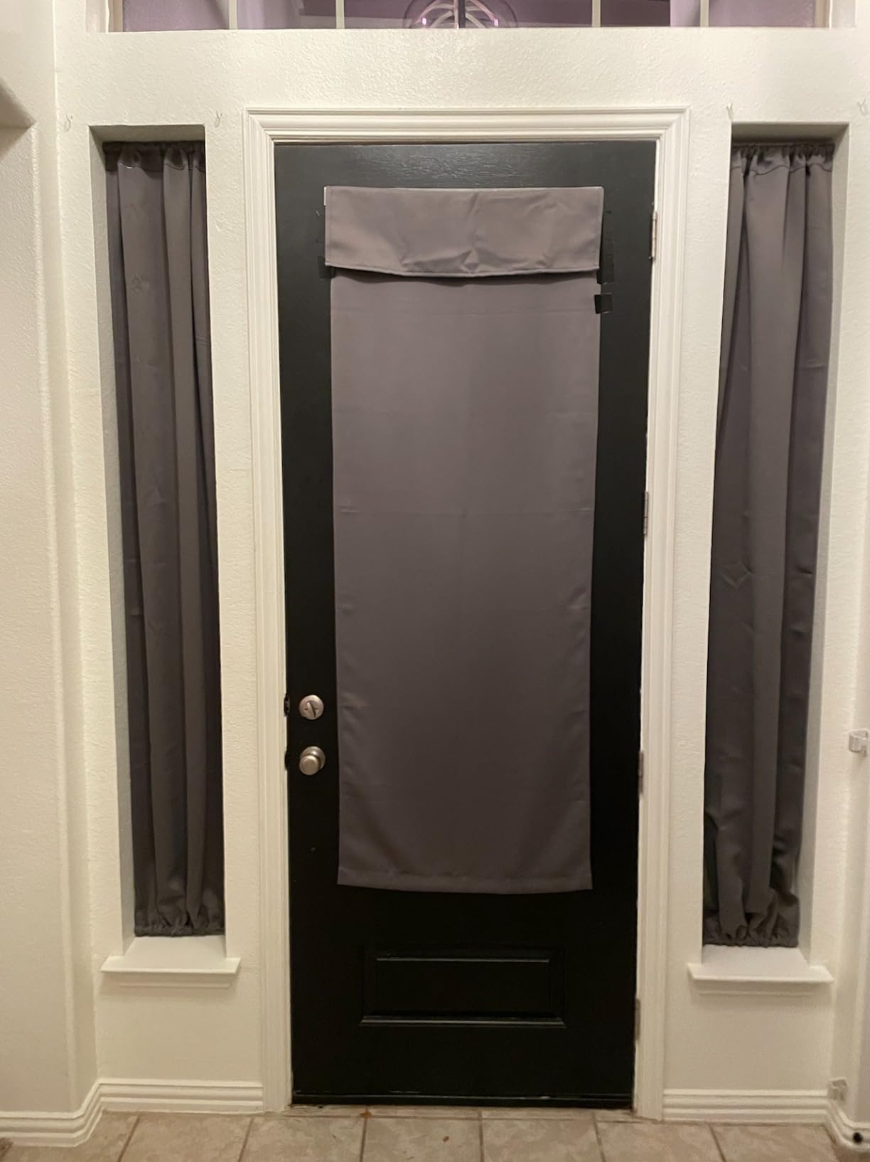 NICETOWN Grey French Door Curtains Blackout Thermal Insulated Window Cover with Tieback, Sidelight Privacy for Living Room (25W by 72L inches, 1 Panel) customer photo 1