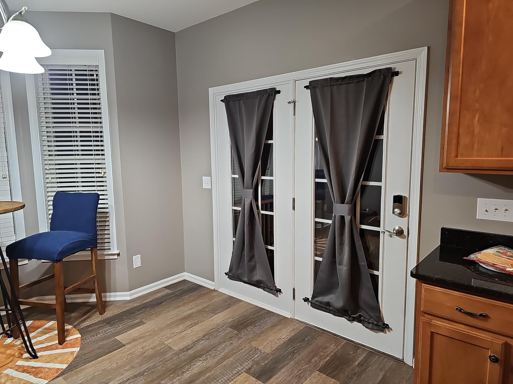 NICETOWN Grey French Door Curtains Blackout Thermal Insulated Window Cover with Tieback, Sidelight Privacy for Living Room (25W by 72L inches, 1 Panel) customer photo 2