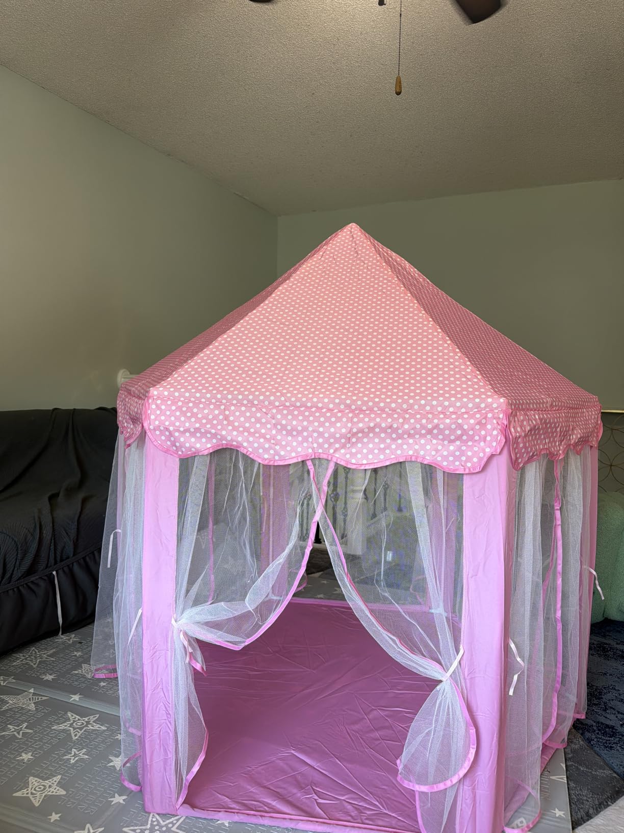 Monobeach Princess Tent Girls Large Playhouse Kids Castle Play Tent with Star Lights Toy for Children Indoor and Outdoor Games, 55'' x 53'' (DxH) customer photo 2