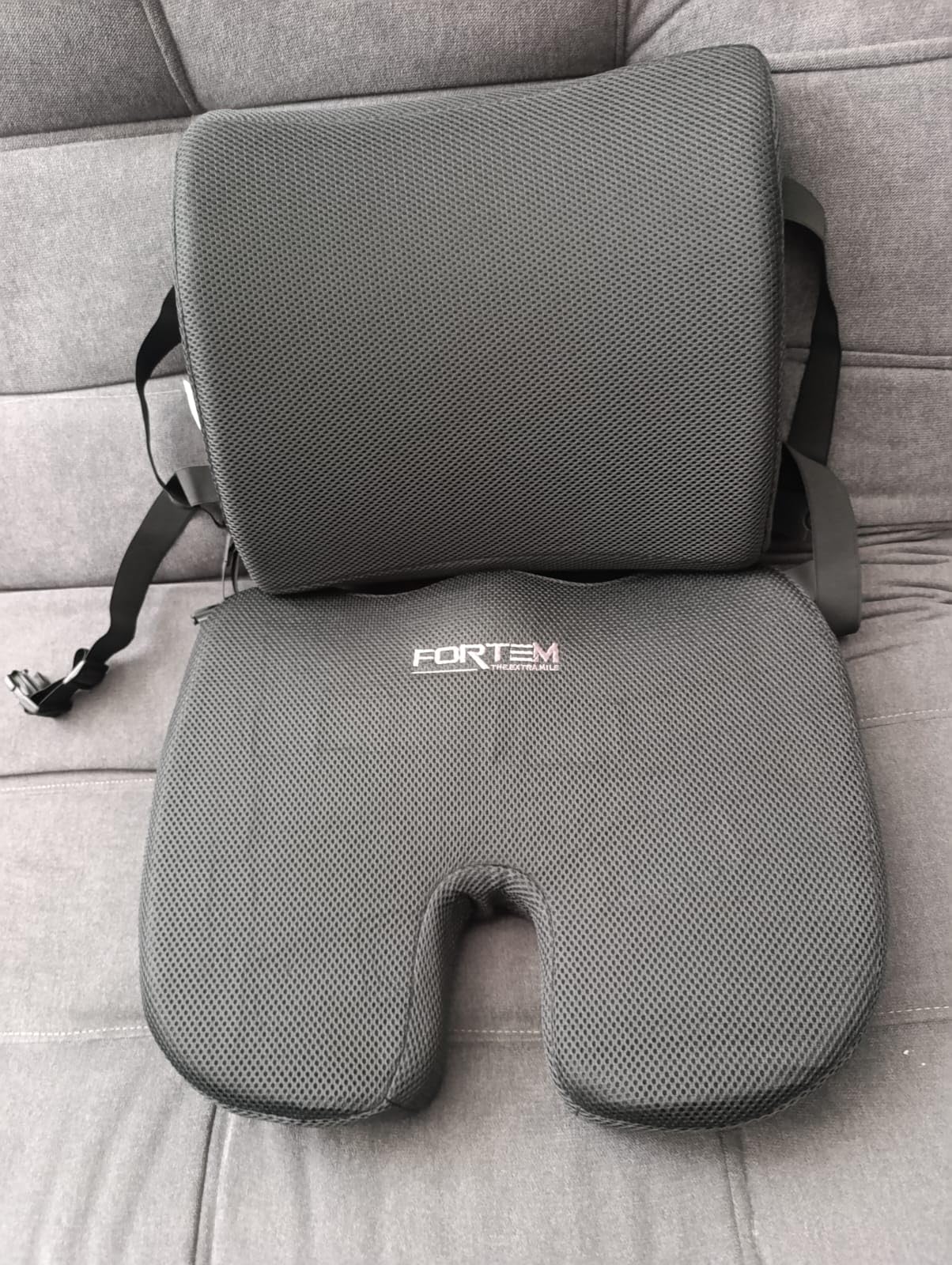 FORTEM Seat Cushion & Lumbar Support for Office Chair, Wheelchair, Car | Memory Foam | Ergonomic Design | Washable Cover | Non Slip | Black customer photo 1