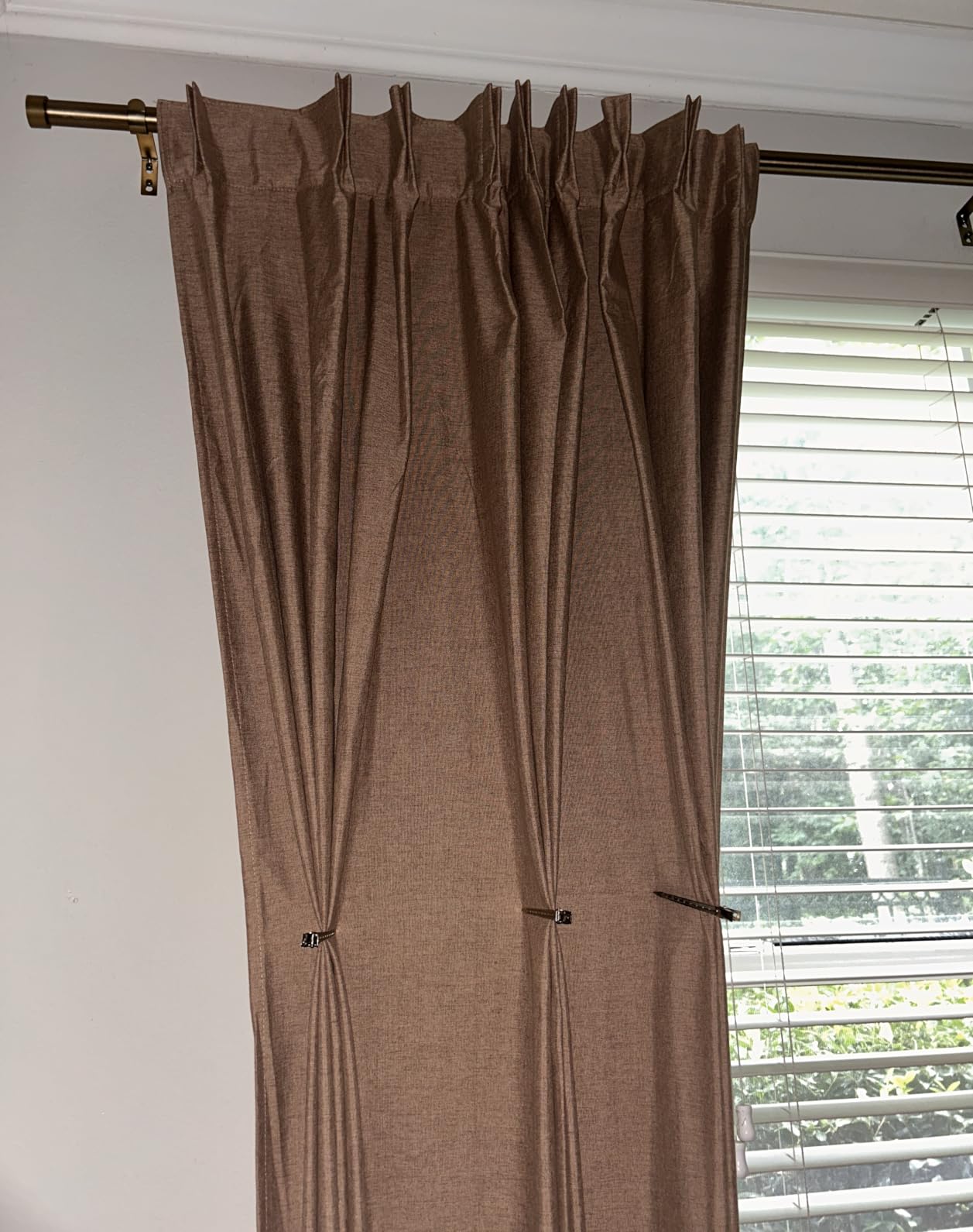 Ivilon Drapery Window Curtain Rod - End Cap Style Design 1 Inch Pole. 48 to 86 Inch Color Warm Gold customer photo 2