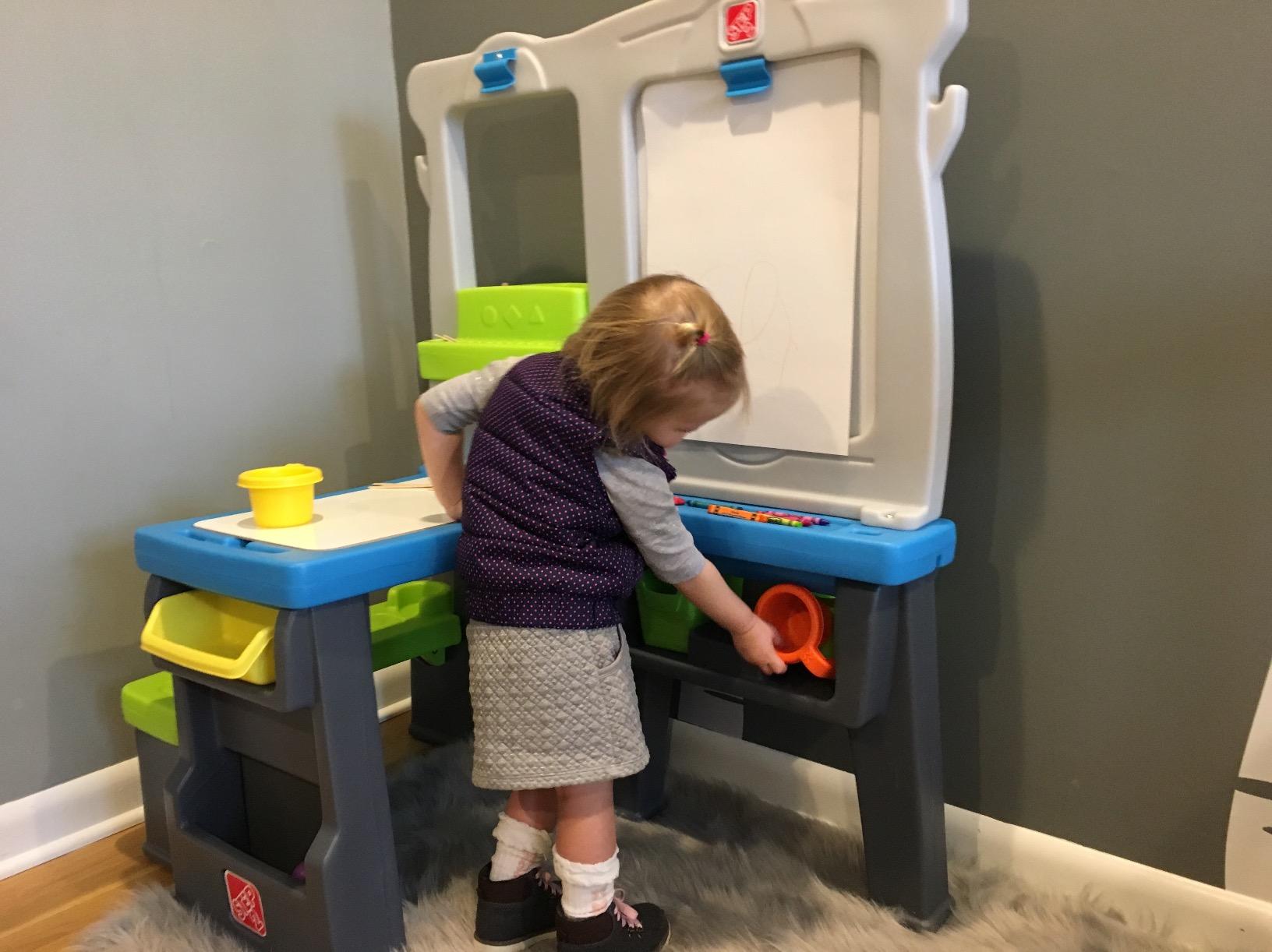 Step2 Great Creations Art Center, Kids Activity Table, Arts & Crafts Desk, Made of Durable Plastic, Includes Bench, For Toddlers 3+ Years Old customer photo 1