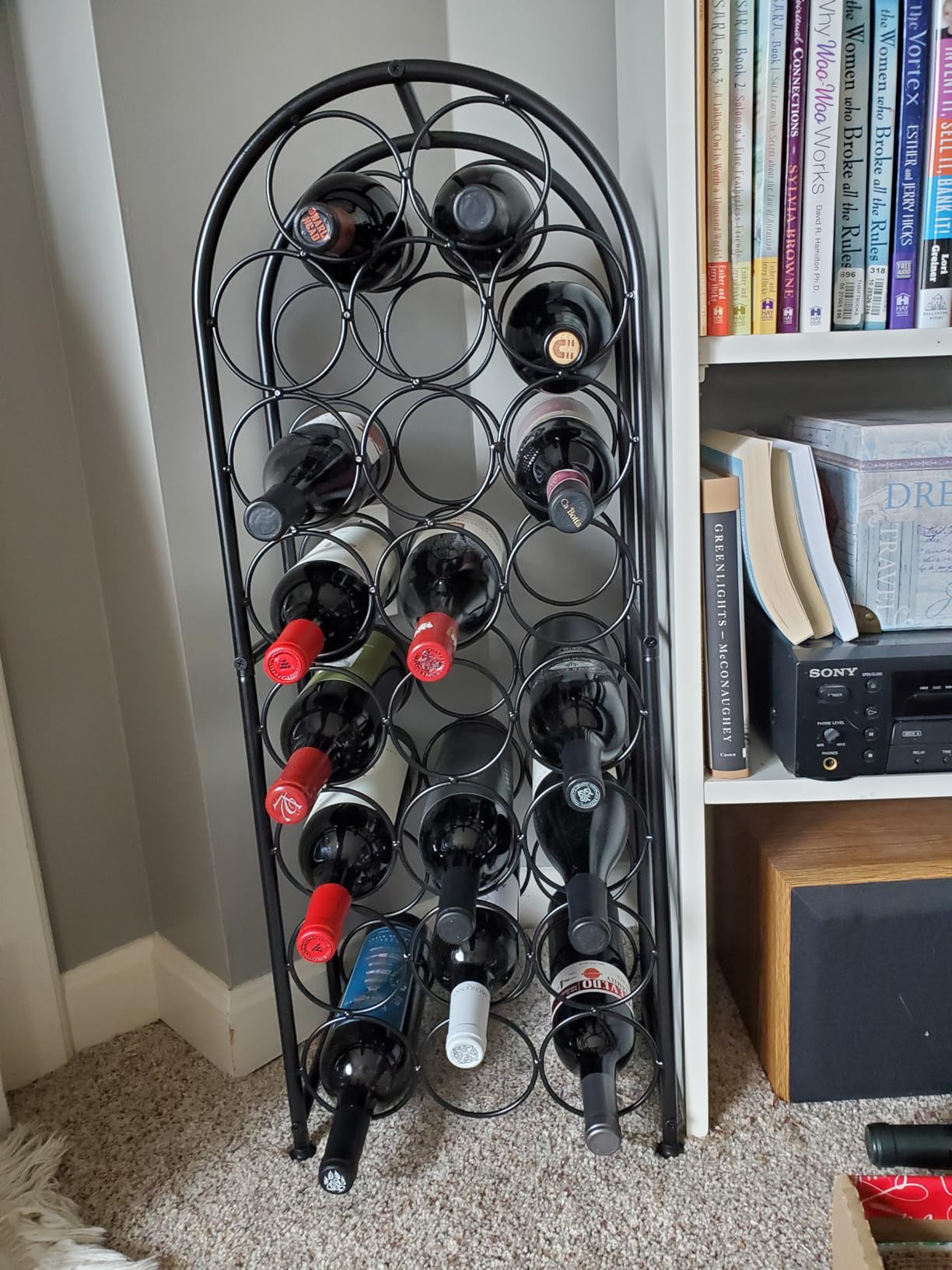 PAG-Mass 23 Bottles Arched Freestanding Floor Metal Wine Rack Wine Bottle Holders Stands, Black customer photo 2