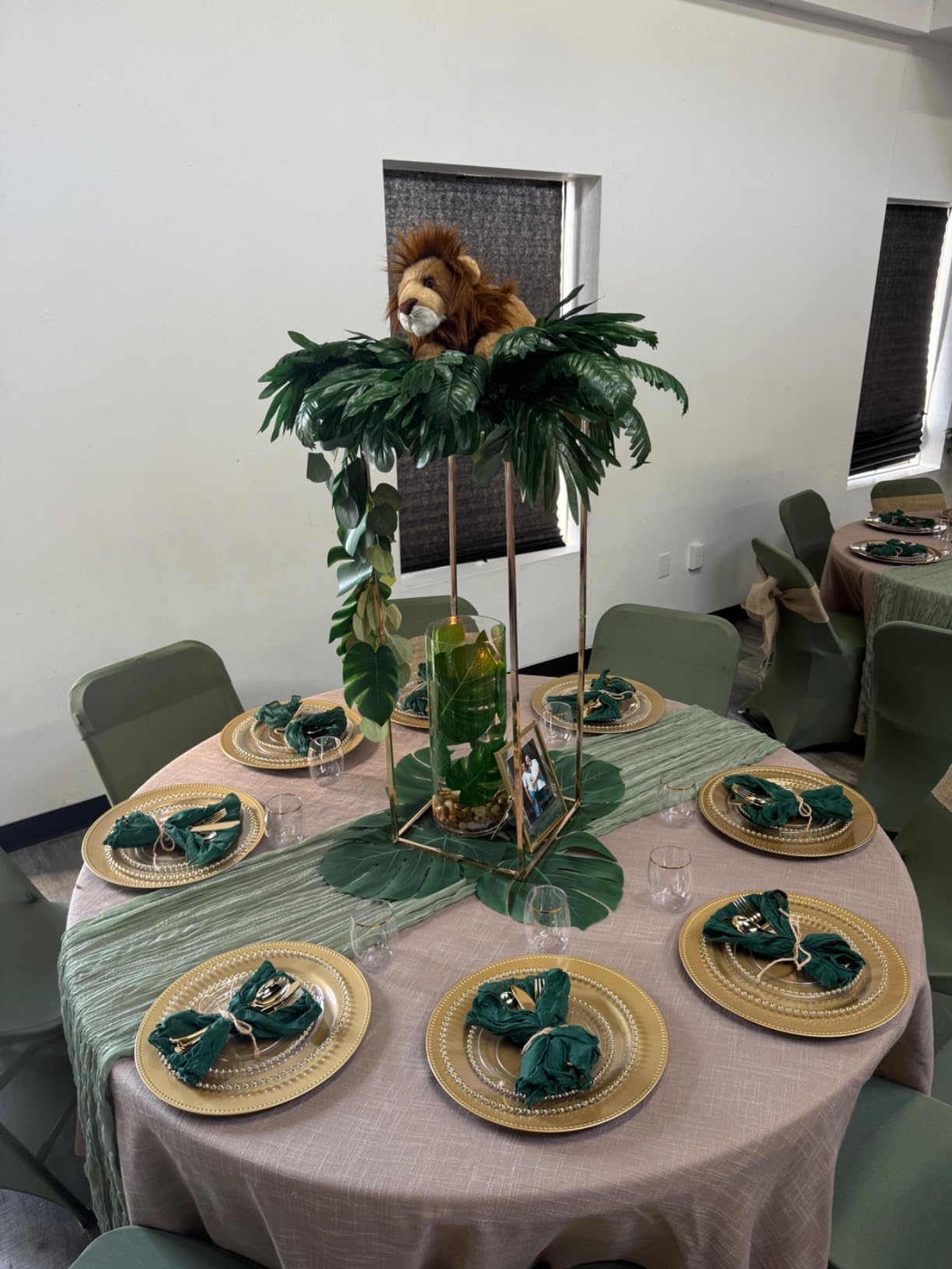 OurWarm 24pcs Large Artificial Tropical Palm Leaves, Faux Safari Leaves Monstera Fake Leaves, Hawaiian Luau Party Jungle Beach Theme Decorations for Birthday Party Safari Table Decorations Supplies customer photo 1