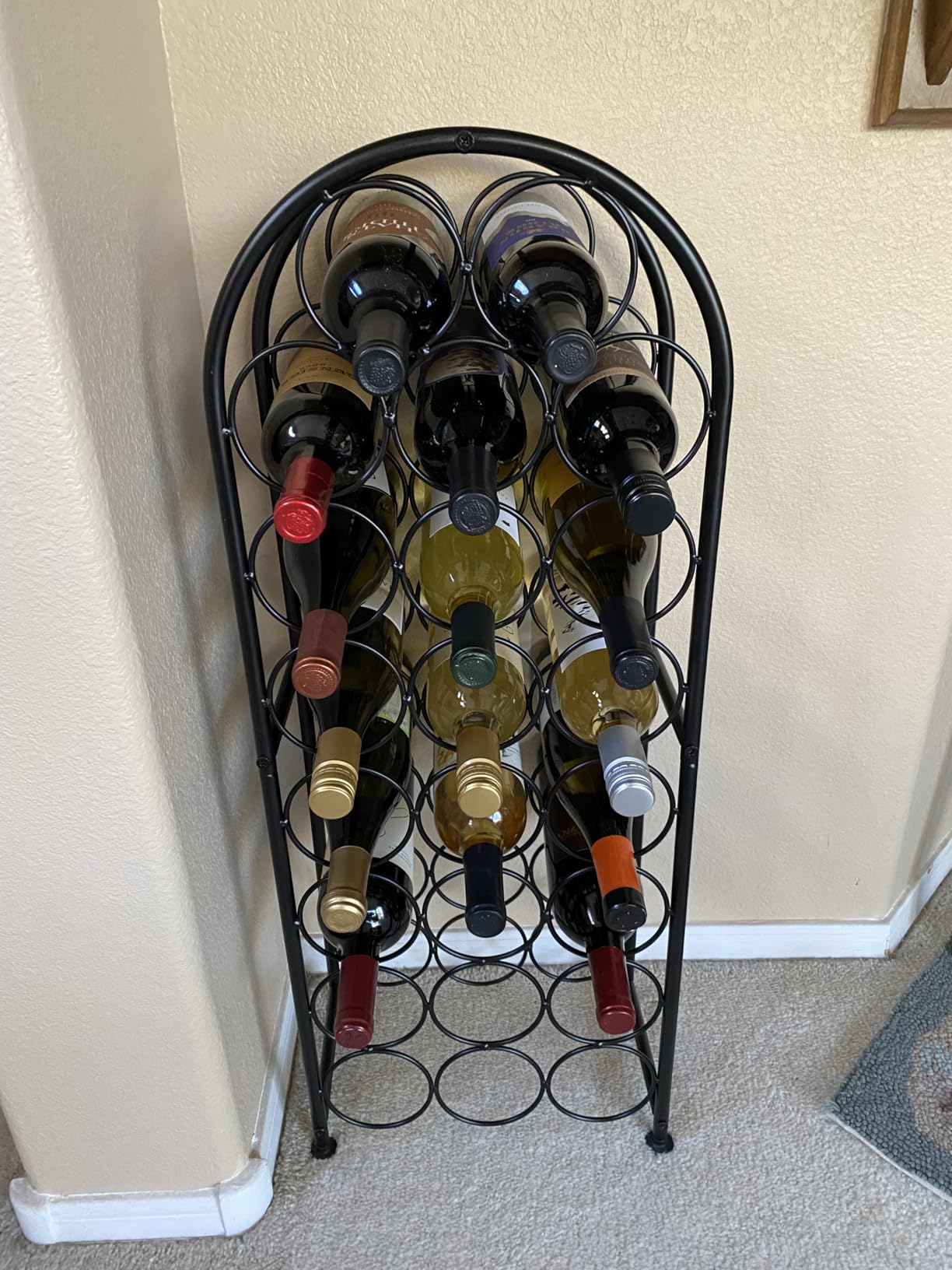 PAG-Mass 7 Bottles Freestanding Countertop Wine Rack, Metal Small Table Top Wine Rack, Drink Organizer Bottle Holder, Kitchen Organizers and Storage, Black customer photo 1