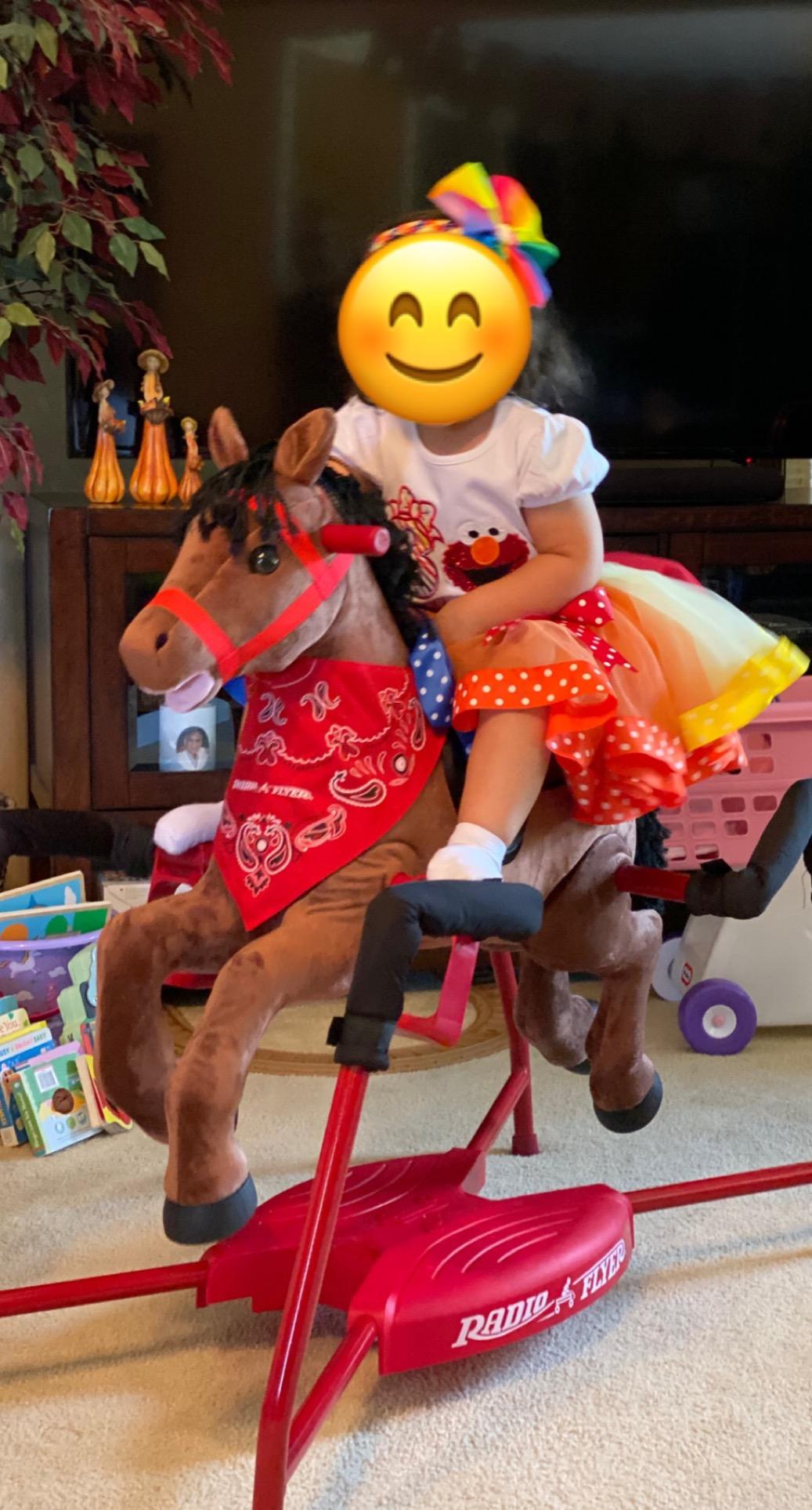 Radio Flyer Chestnut Interactive Riding Horse, for Ages 2-6, Ride On Toys | Toddler Ride On Toys, Plush Spring Rocking Horse, 3 Levels, EZ Climb Step, Safety Straps, Spring Covers, 60 lb Capacity customer photo 2