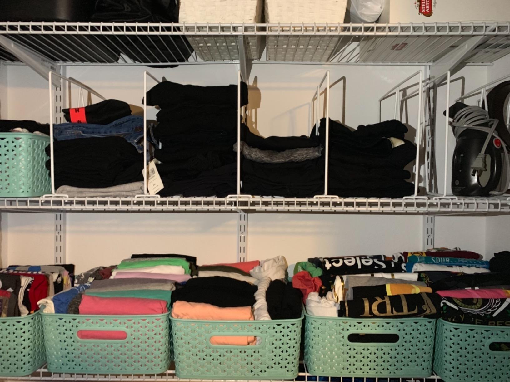 Evelots 8-Pack Wire Shelf Dividers, Clip-On Closet Organizers, Tall Steel | Installs Without Tools to Separate Clothes, Linens, Bags, Files and Pantry Goods While Keeping Stacked Items Upright and Neat customer photo 1