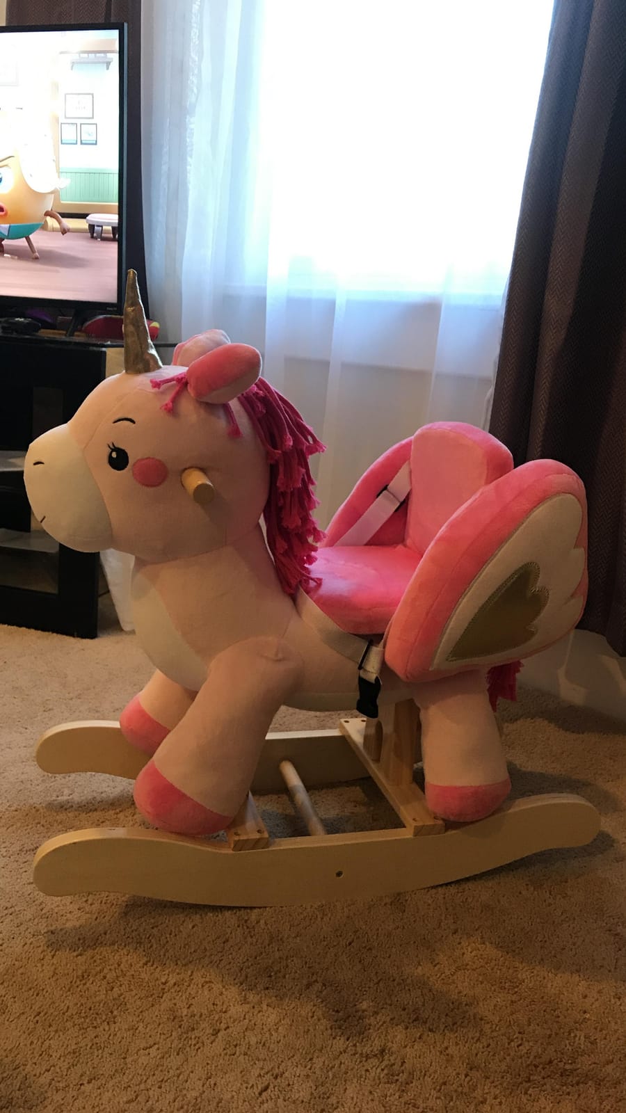 labebe - Baby Rocking Horse, Ride Unicorn, Kid Ride On Toy for 6 Month-3 Year Old, Infant (Boy Girl) Plush Animal Rocker, Toddler/Child Stuffed Ride Toy (Pink) customer photo 1
