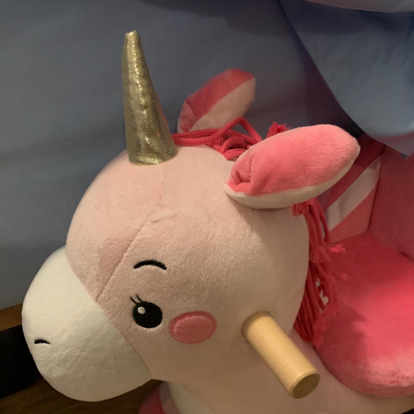 labebe - Baby Rocking Horse, Ride Unicorn, Kid Ride On Toy for 6 Month-3 Year Old, Infant (Boy Girl) Plush Animal Rocker, Toddler/Child Stuffed Ride Toy (Pink) customer photo 2