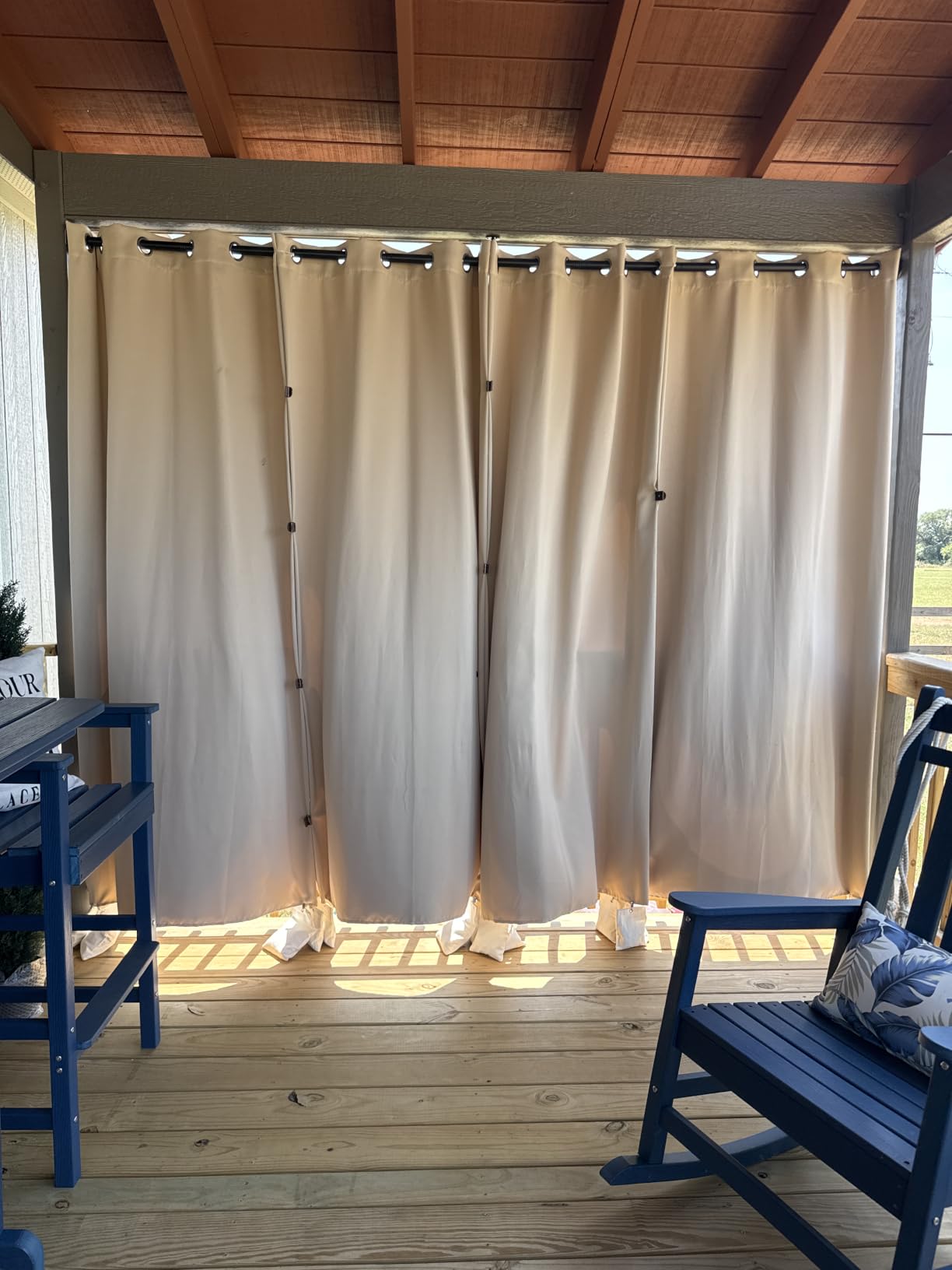 RYB HOME Outdoor Curtains for Patio Waterproof Privacy Thermal Insulated | Light Blocking, Blackout, Thick Outside Curtains for Porch, Gazebo, Pergola, W52 x L84, Biscotti Beige, 1 Panel customer photo 1