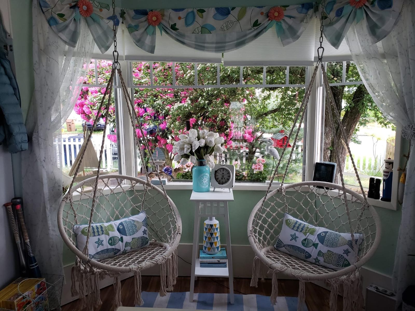 Sorbus Macrame Swing, Hanging Hammock Chair, Indoor Outdoor Hanging Seat | Stylish boho cotton ceiling design for decorative patios, porches, gardens and meditation; maximum 250-pound capacity. customer photo 2