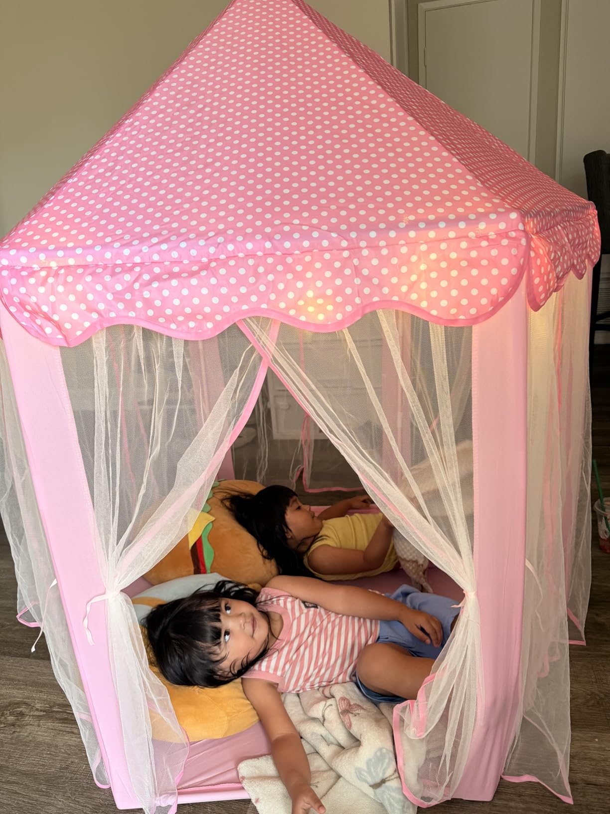 Princess Castle Play Tent for Girls Large Kids Play Tents Hexagon Playhouse with Star Lights Toys for Children Indoor Games (Pink) customer photo 1