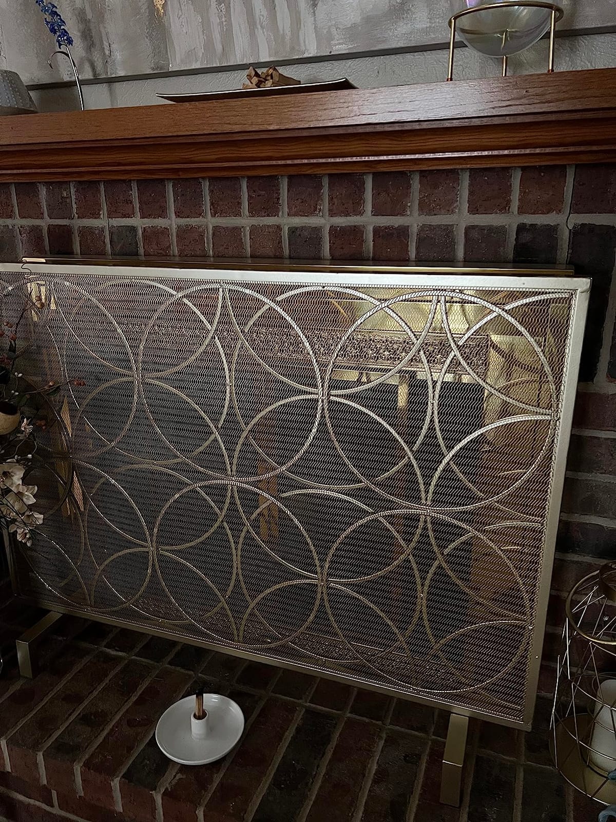 Christopher Knight Home Valeno Single Panel Iron Fireplace Screen, Gold customer photo 2