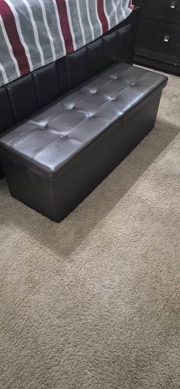 SONGMICS 30 Inches Folding Storage Ottoman Bench with Flipping Lid | Storage Chest Footrest Padded Seat, MDF Support, Ink Black, MINOTA Collection ULSF45BK customer photo 2