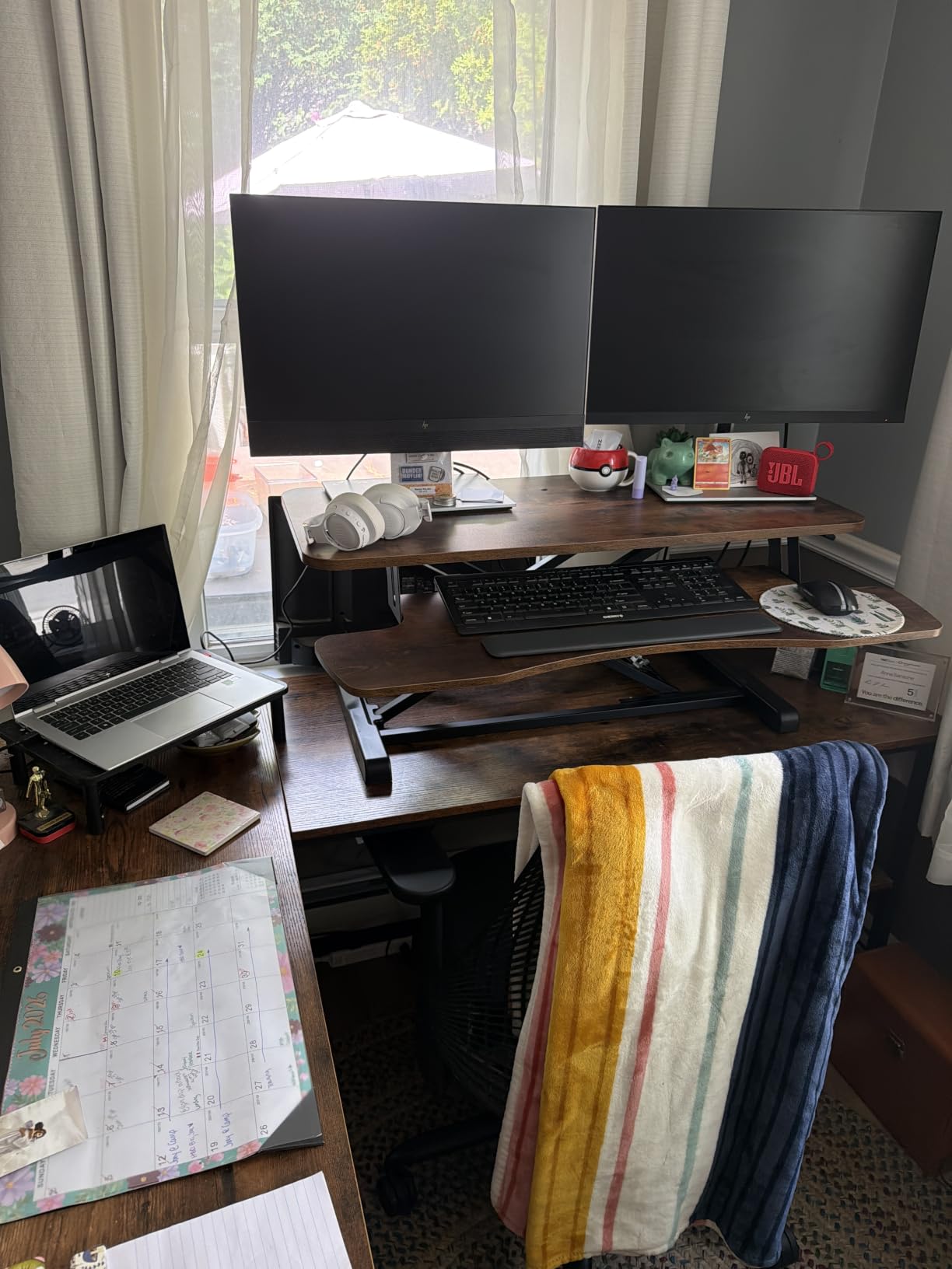 VIVO 32 inch Desk Converter, K Series, Height Adjustable Sit to Stand Riser, Dual Monitor and Laptop Workstation with Wide Keyboard Tray, Black, DESK-V000K customer photo 2