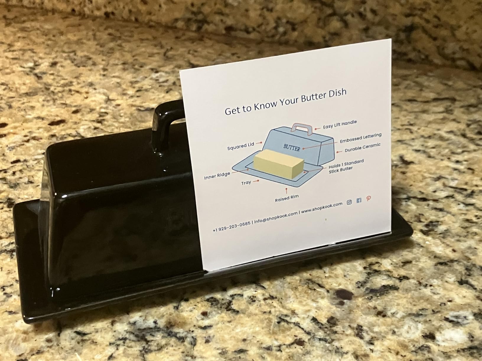 Kook Ceramic Butter Dish with Lid, Countertop, Dishes, Tray, White | Holds 1 Stick Microwave Dishwasher Safe Elegant Kitchen Storage, Covered, Holder, Handle, Stoneware, Porcelain, Container customer photo 1