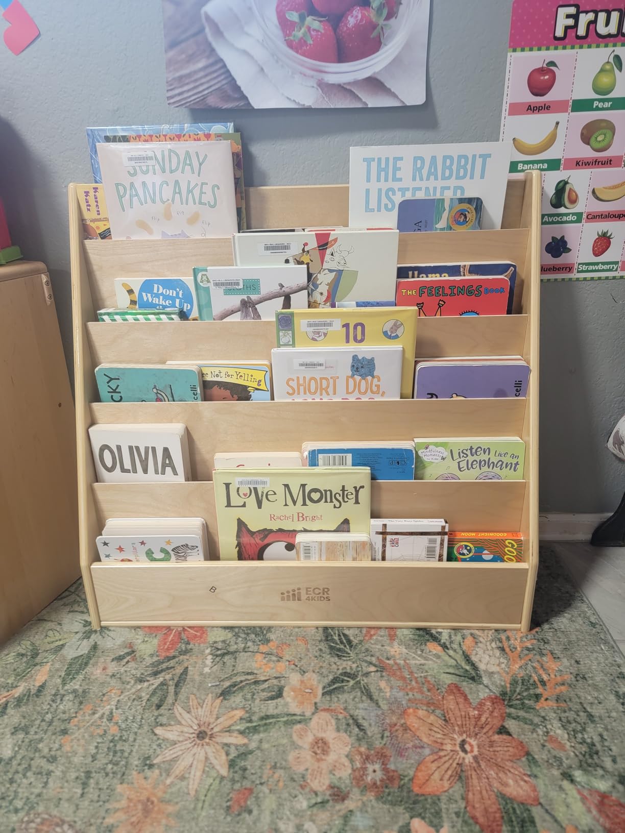 ECR4Kids Streamline Double-Sided Book Display with Storage, Natural | Durable birch, GREENGUARD Gold Certified, 5 shelves for independent browsing, 4 storage shelves, classroom/library/home customer photo 1