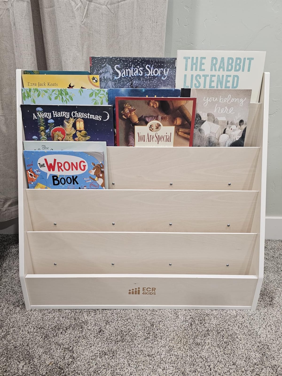 ECR4Kids Streamline Double-Sided Book Display with Storage, Natural | Durable birch, GREENGUARD Gold Certified, 5 shelves for independent browsing, 4 storage shelves, classroom/library/home customer photo 2