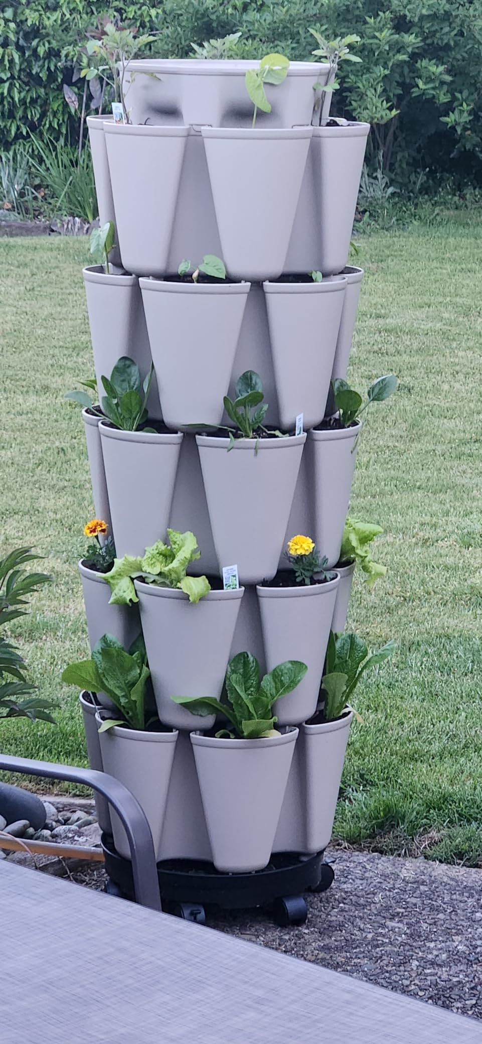 Greenstalk Patented Large 5 Tier Vertical Garden Planter with Patented Internal Watering System Great for Growing a Variety of Strawberries, Vegetables, Herbs, & Flowers (Stunning Stone) customer photo 2