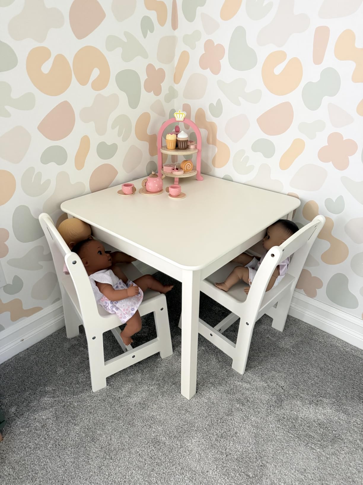 Delta Children MySize Kids Wood Table and Chair Set (2 Chairs Included) - Ideal for Arts & Crafts, Snack Time, & More - Greenguard Gold Certified, Bianca White, 3 Piece Set customer photo 1