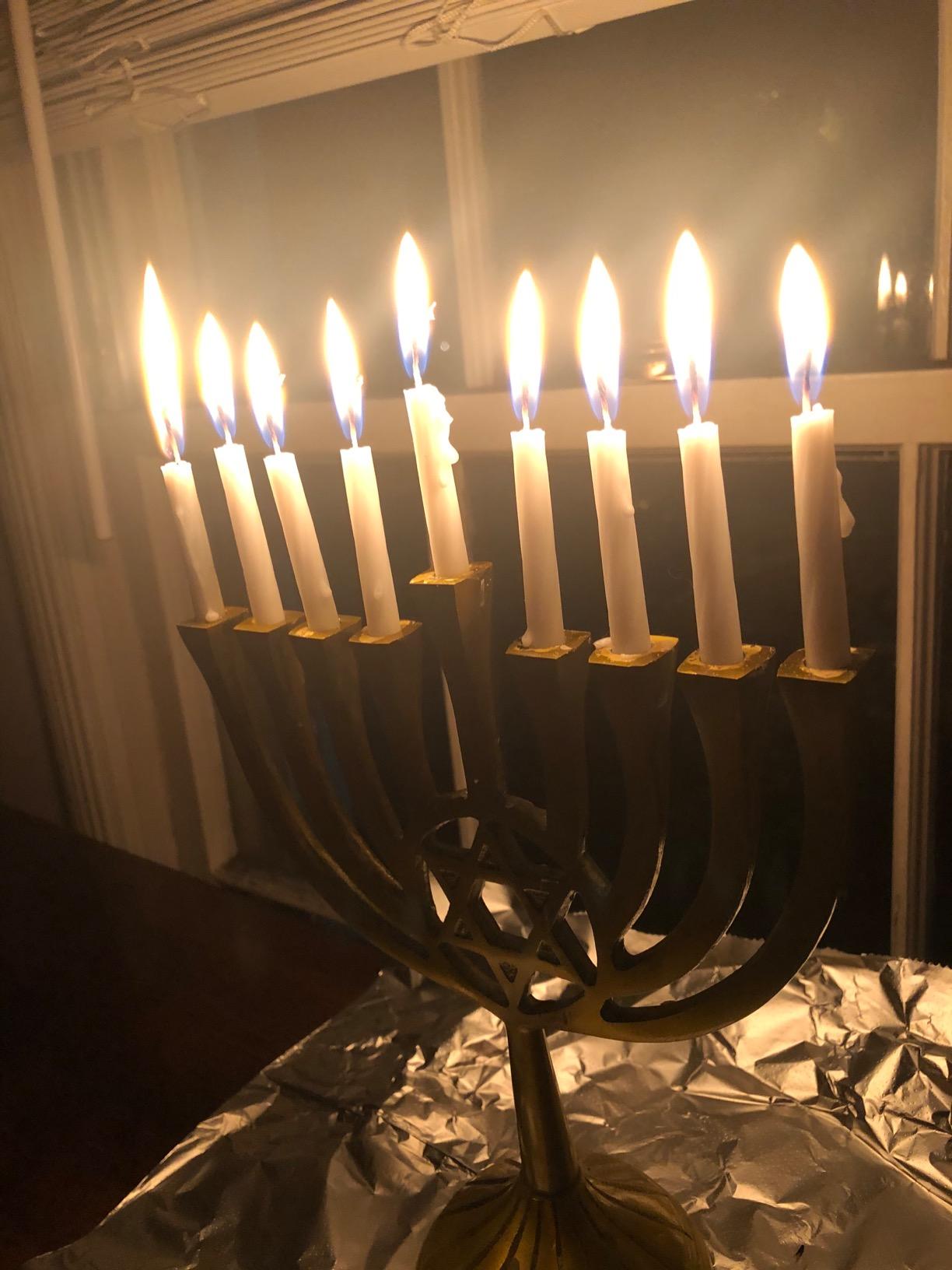 The Dreidel Company Hanukkah Menorah with Traditional Star Polished Aluminum Finish customer photo 2