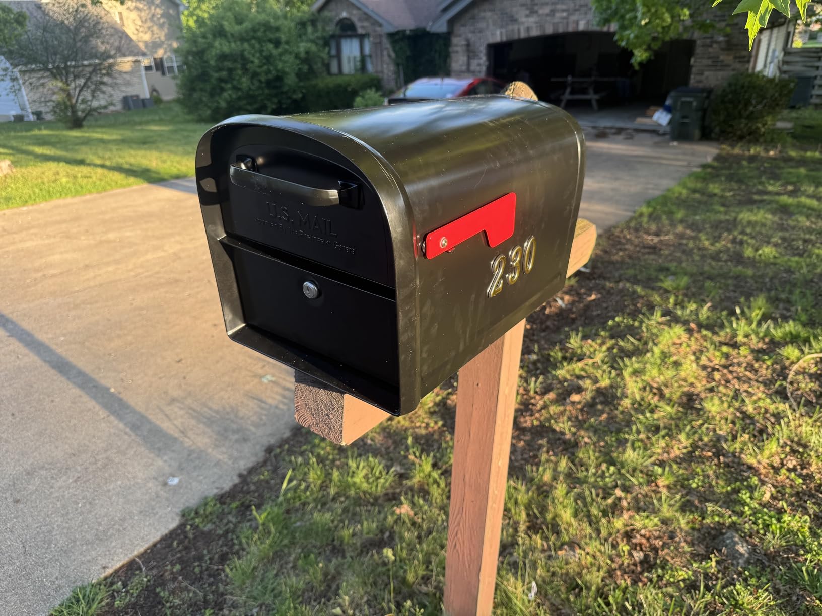 Architectural Mailboxes 6300B-10 Oasis 360 Locking Parcel Mailbox, Extra Large, Black, 6300B-10 | Galvanized steel build with a secure steel cam lock, dual access doors, and hopper delivery door. USPS approved. customer photo 1