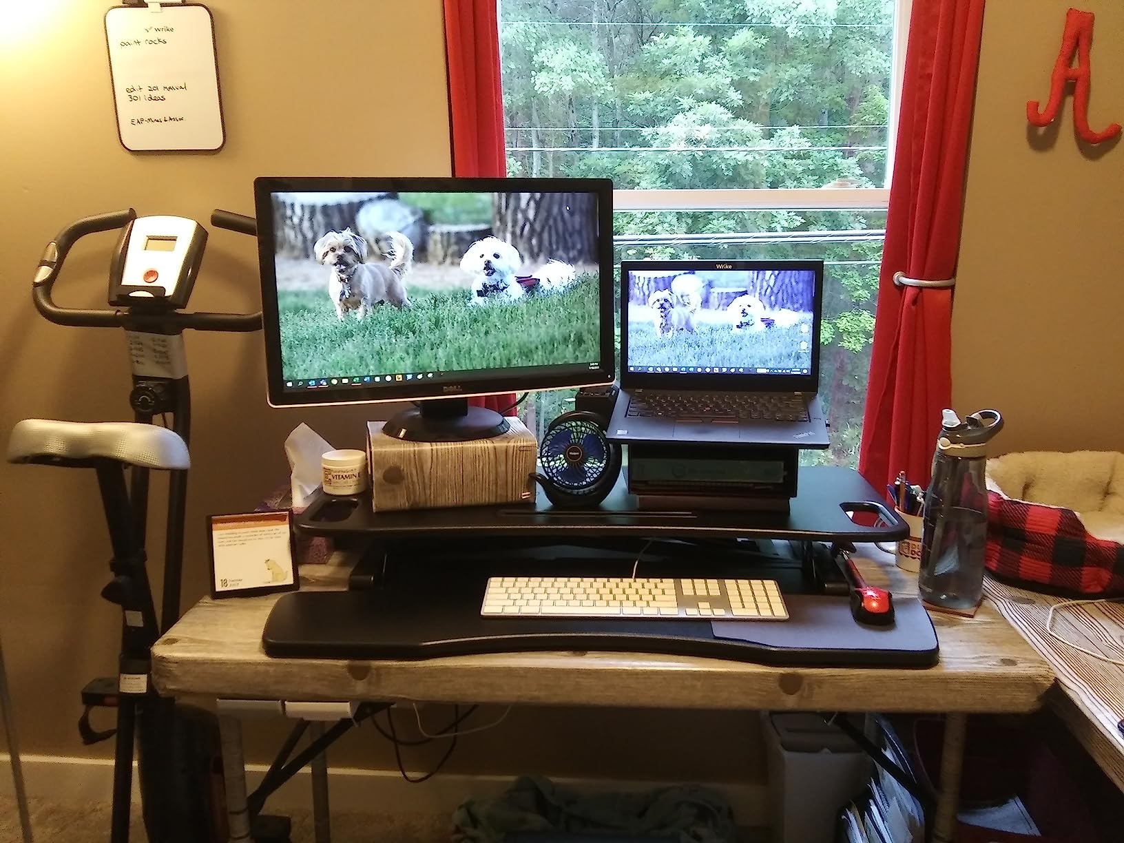 TechOrbits Standing Desk Converter - 32 inch Height Adjustable, MDF Wood, Sit Riser, Black customer photo 1