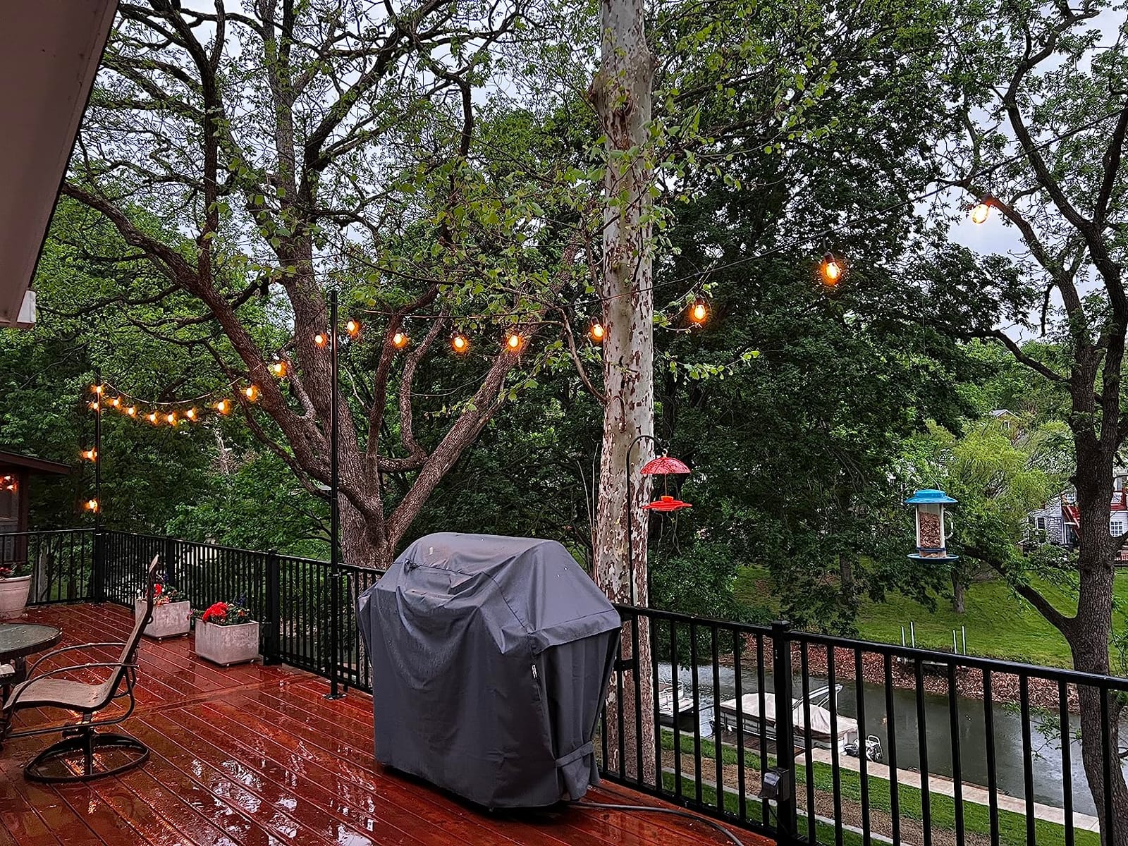 Outdoor String Light Pole Stand with Mounting Plate for Patio, Deck, Concrete - 9.5 Feet, Black, Weather Resistant Powder Coated Steel, Heavy-Duty customer photo 1