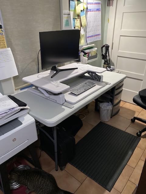 VIVO 36 inch Height Adjustable Stand Up Desk Converter, V Series, Quick Sit to Stand Tabletop Dual Monitor Riser Workstation, Black, DESK-V000V customer photo 1