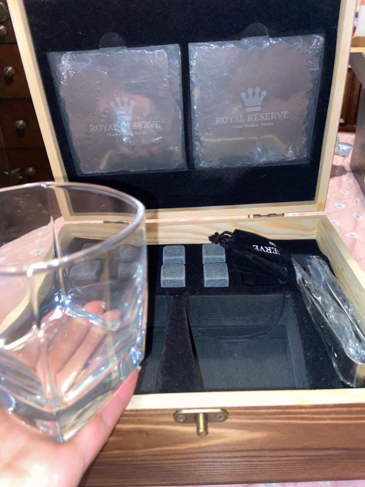 Whiskey Stones Gift Set for Men & Dad, Bourbon Glasses & Chilling Rocks | Includes Coasters & Tongs; cools scotch without diluting your drink; birthday or housewarming present for husband, boyfriend customer photo 1